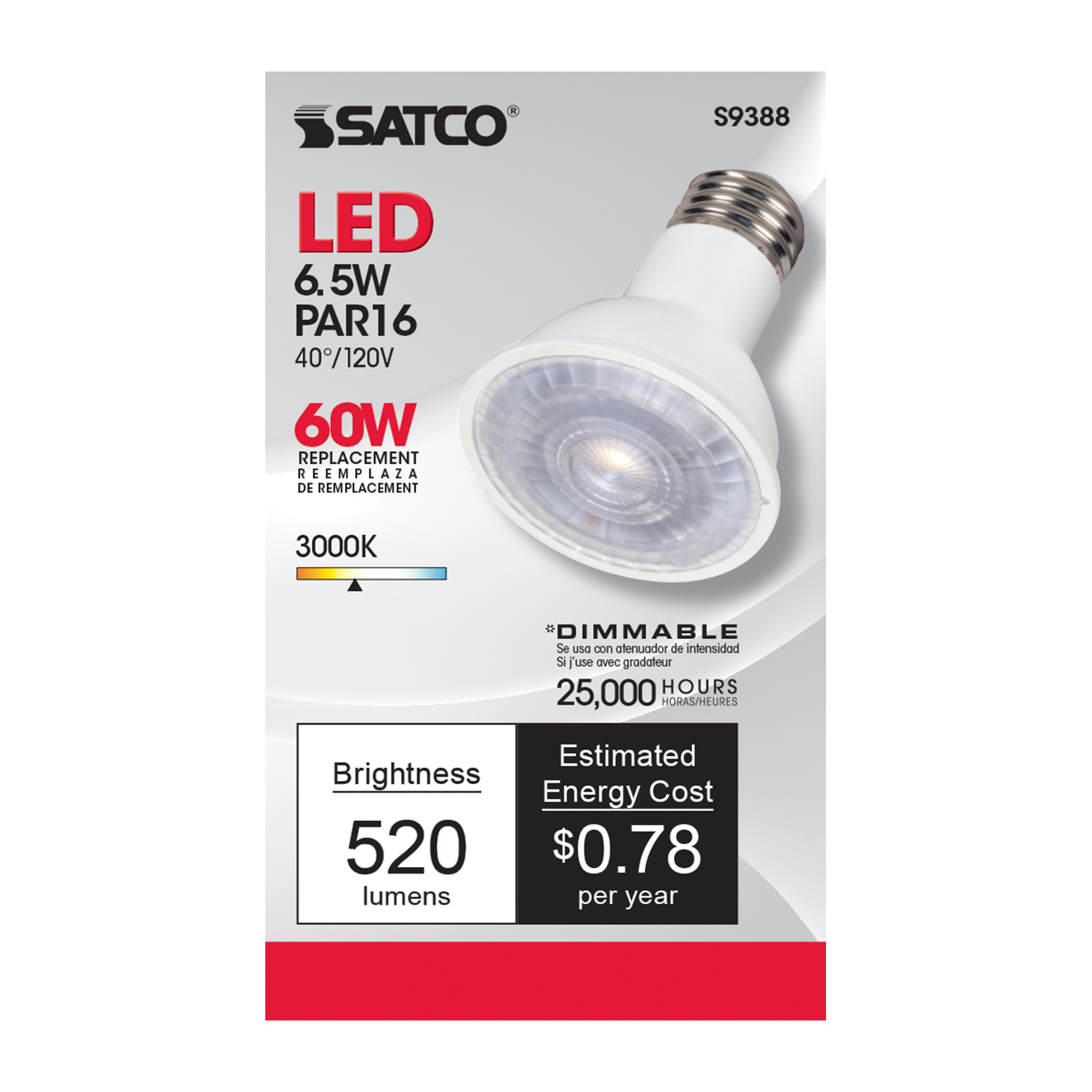 6.5PAR16/LED/40'/3000K/120V - S9388