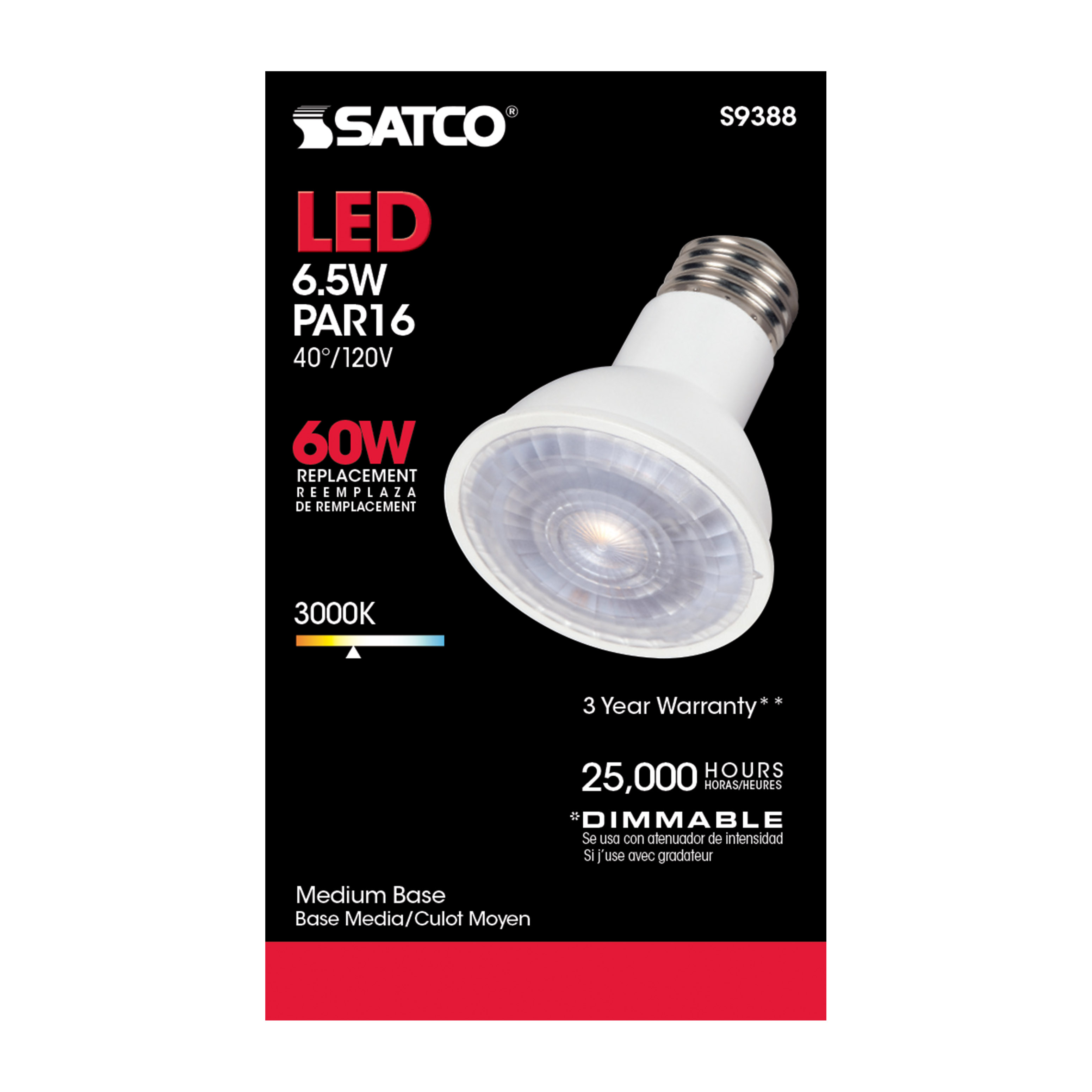 6.5PAR16/LED/40'/3000K/120V - S9388