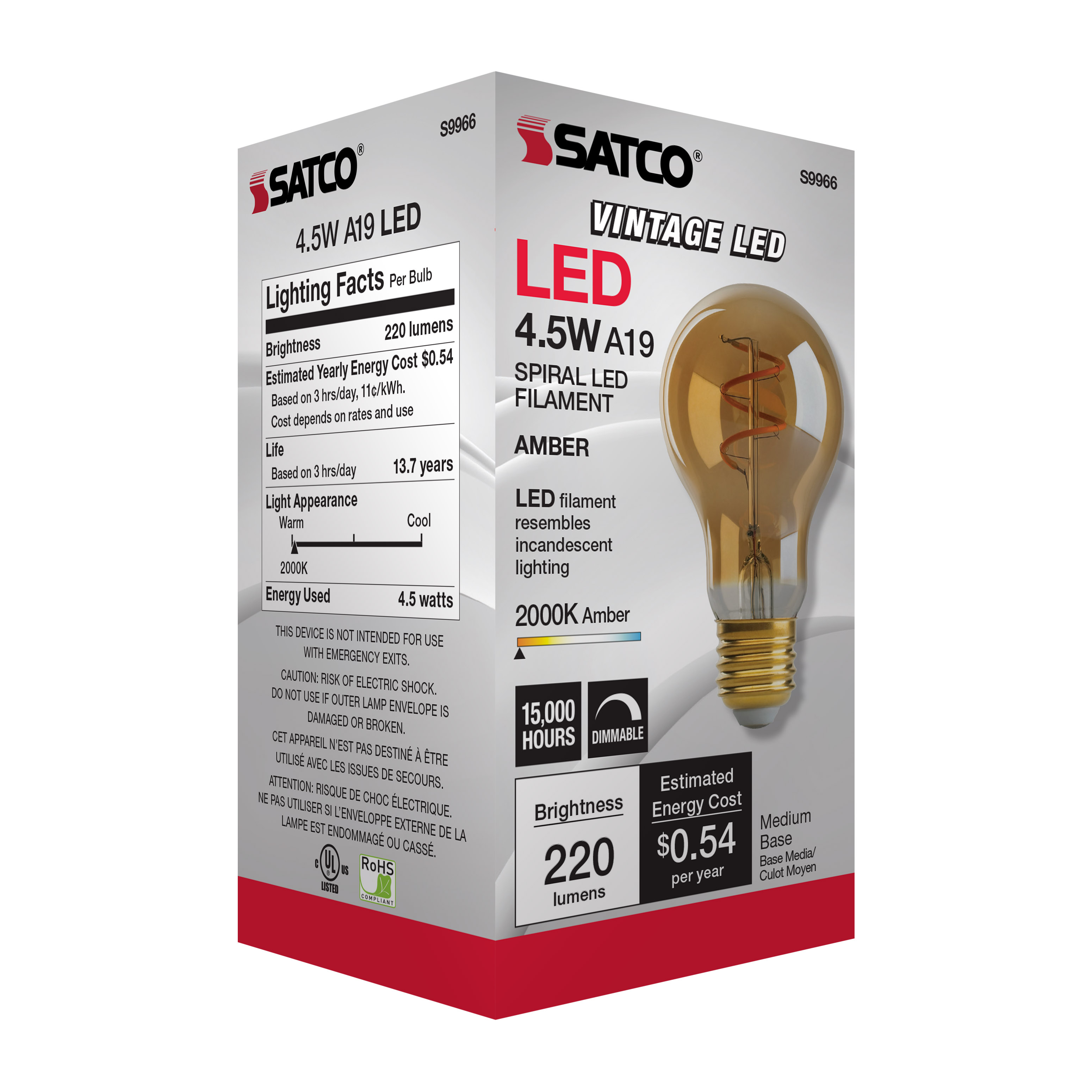 4.5A19/SPIRAL/LED/AMB/120V - S9966