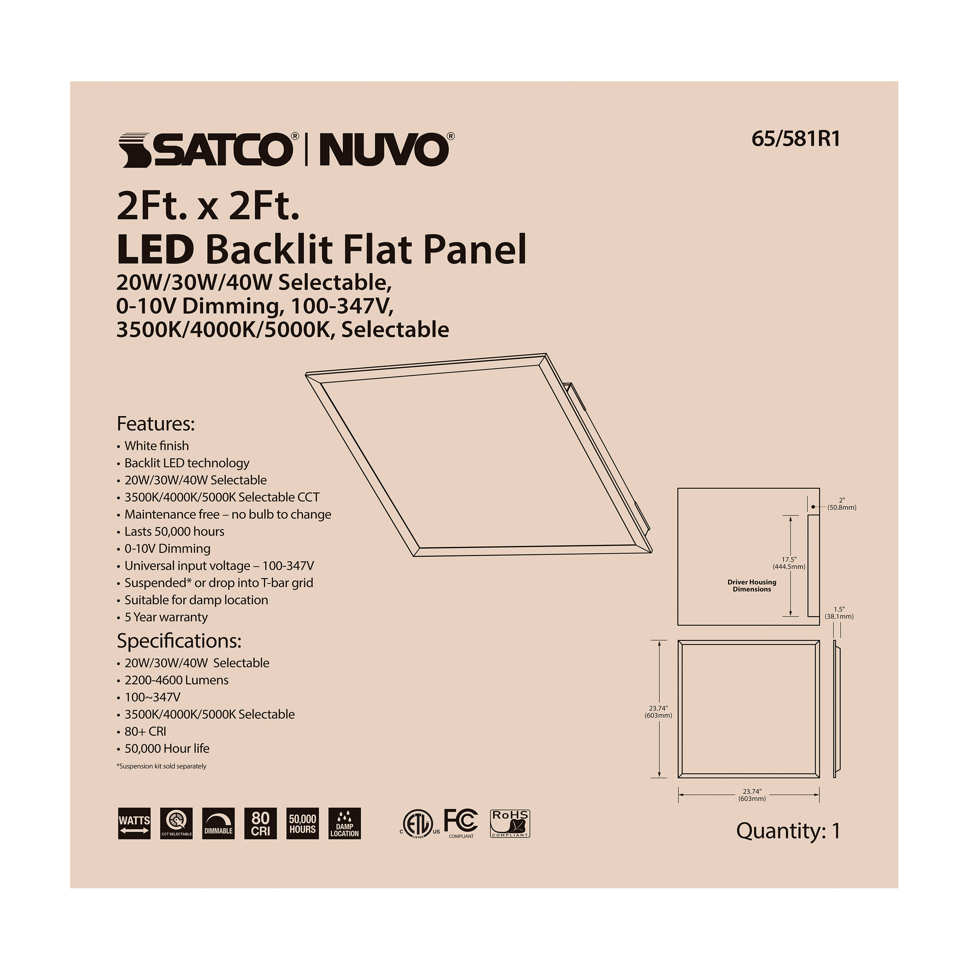 2X2 LED BACKLIT FLAT PANEL - 65-581R1