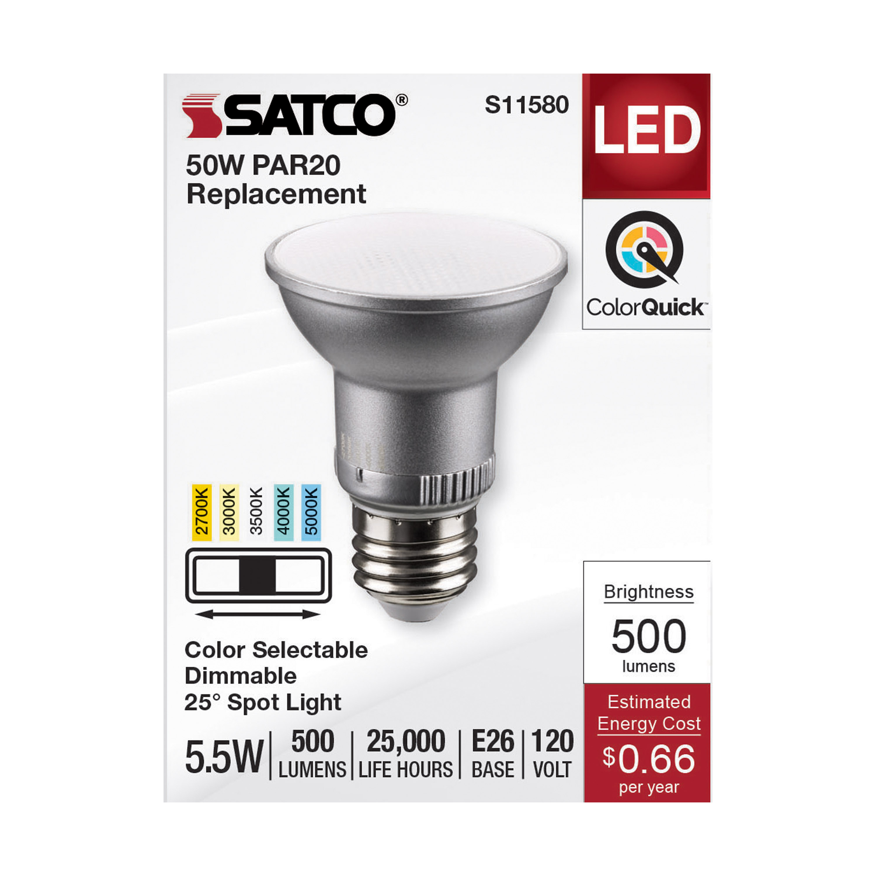 5.5PAR20/LED/5CCT/SP/120V - S11580