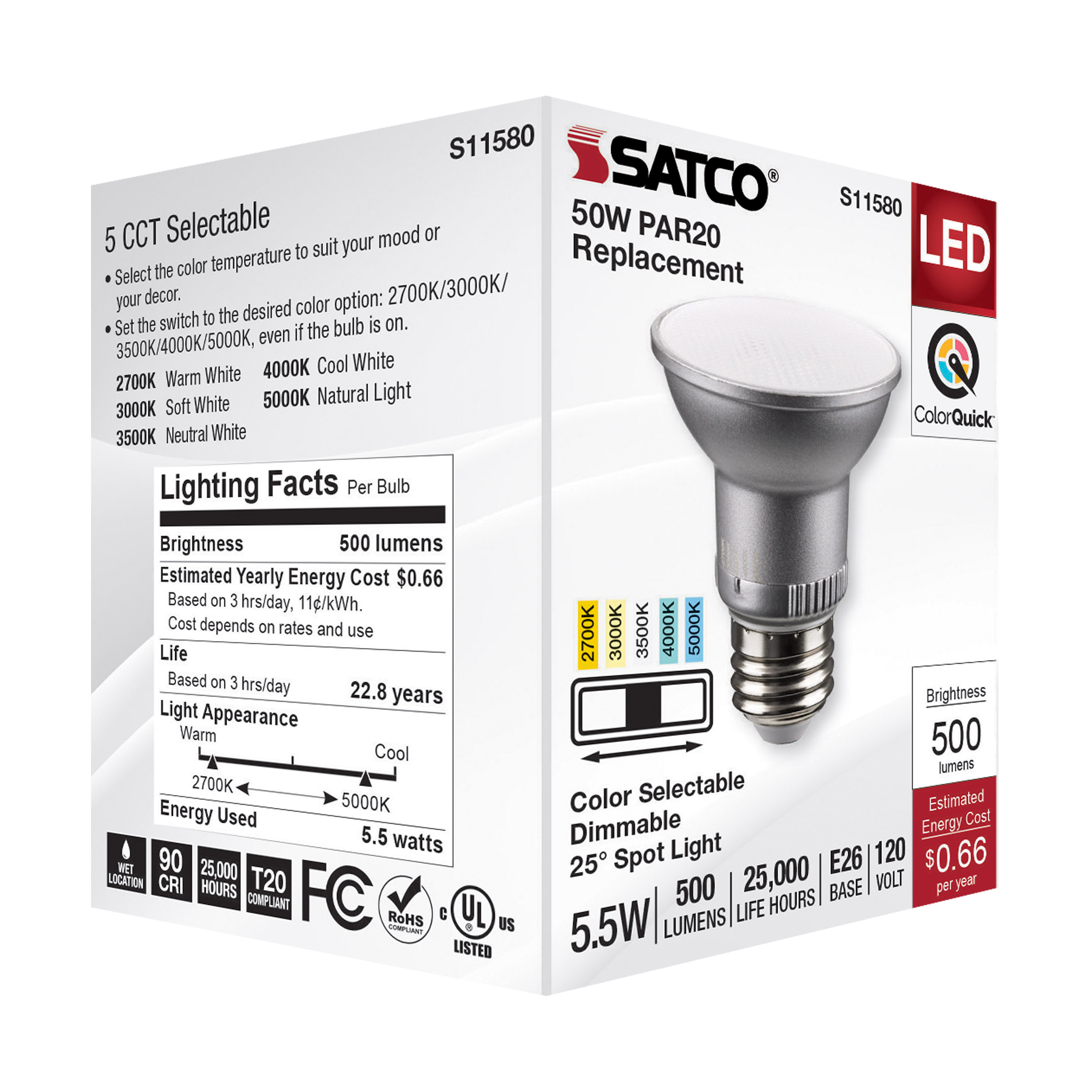 5.5PAR20/LED/5CCT/SP/120V - S11580