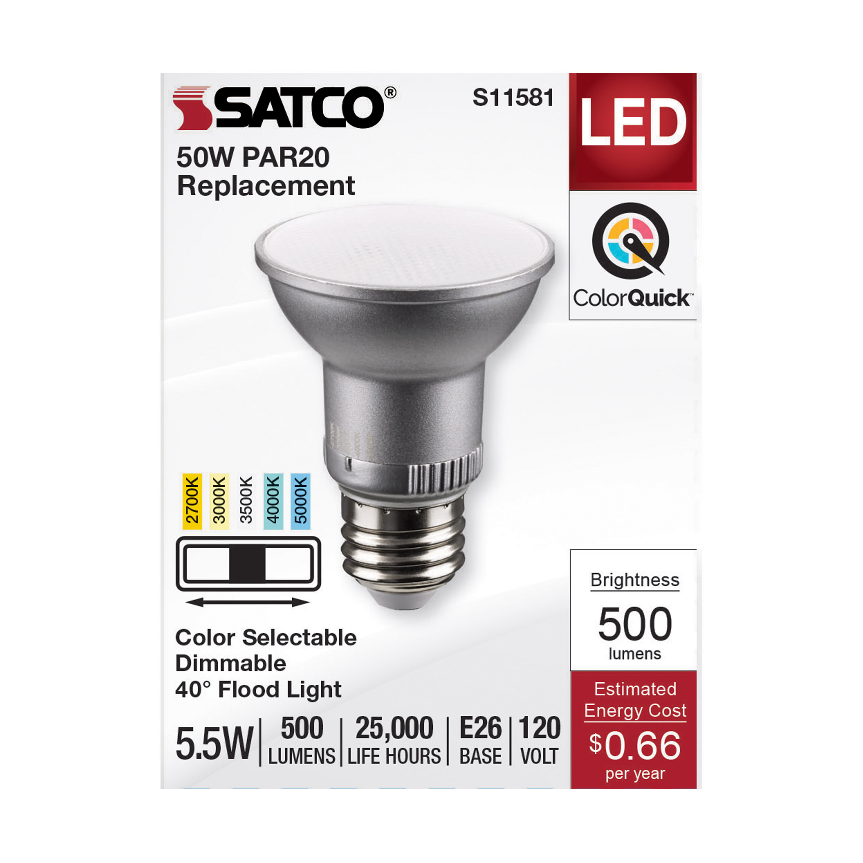 5.5PAR20/LED/5CCT/FL/120V - S11581