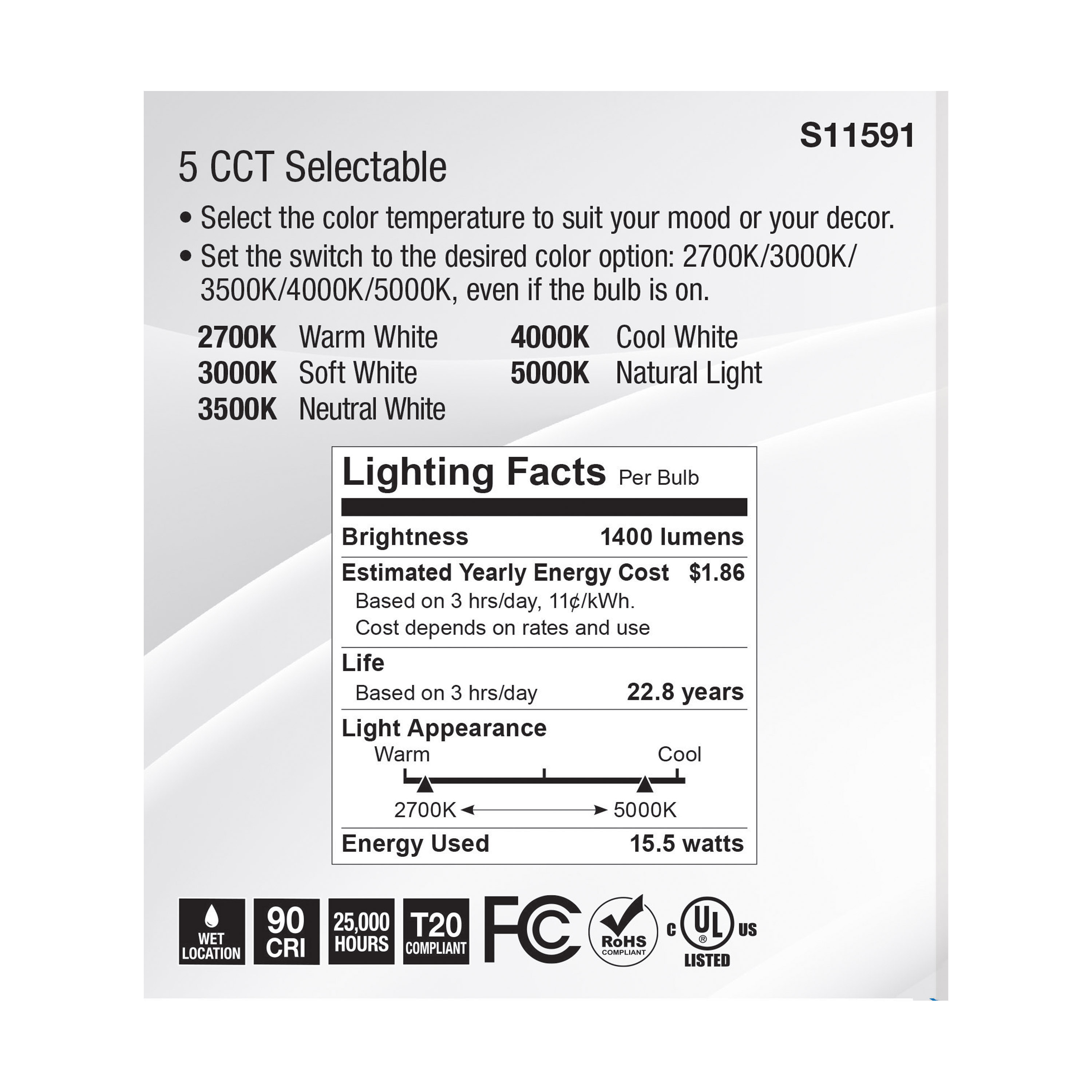 15.5PAR38/LED/5CCT/FL/120V - S11591