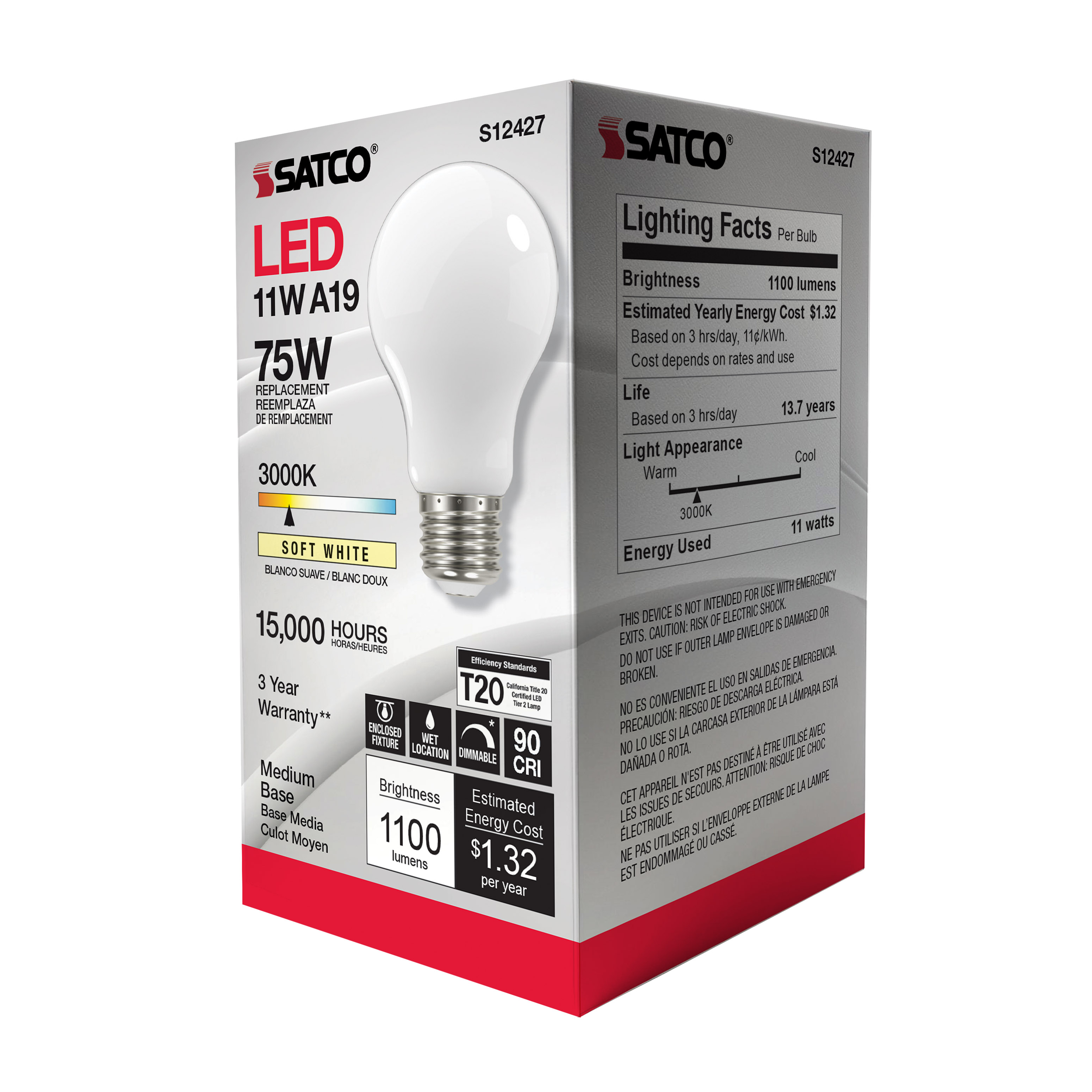 11A19/SW/LED/E26/930/120V - S12427