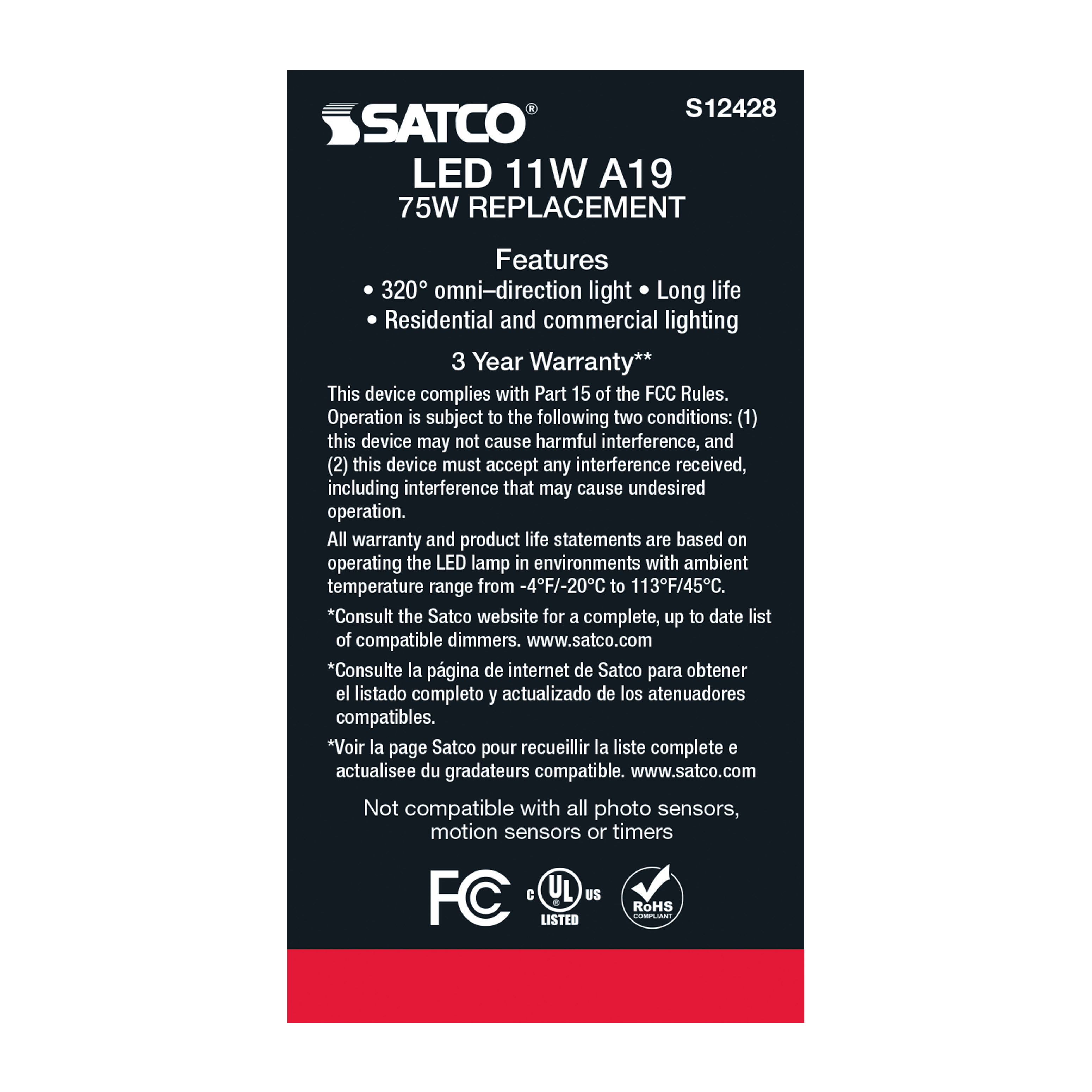 11A19/SW/LED/E26/940/120V - S12428