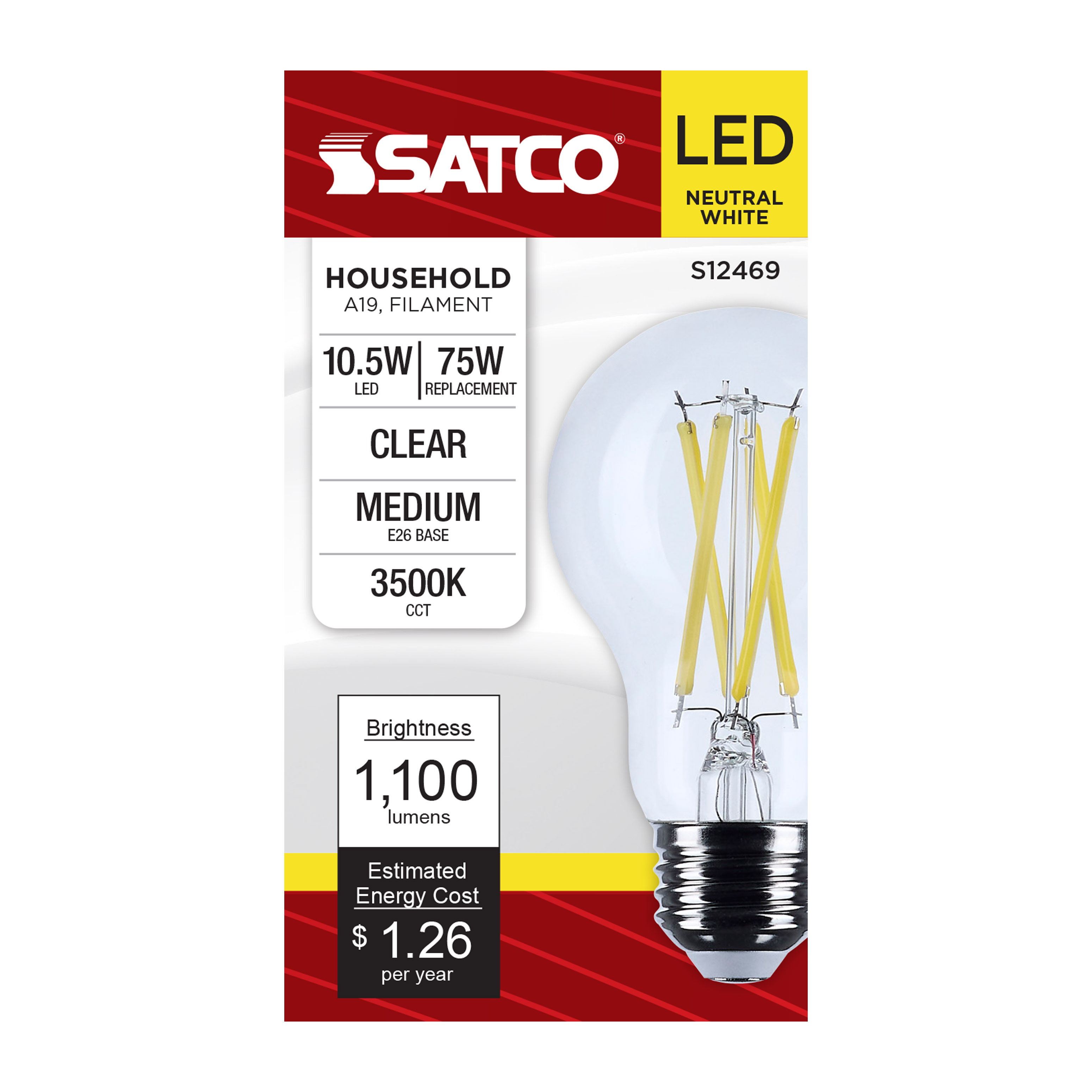 10.5A19/CL/LED/E26/935/120V - S12469