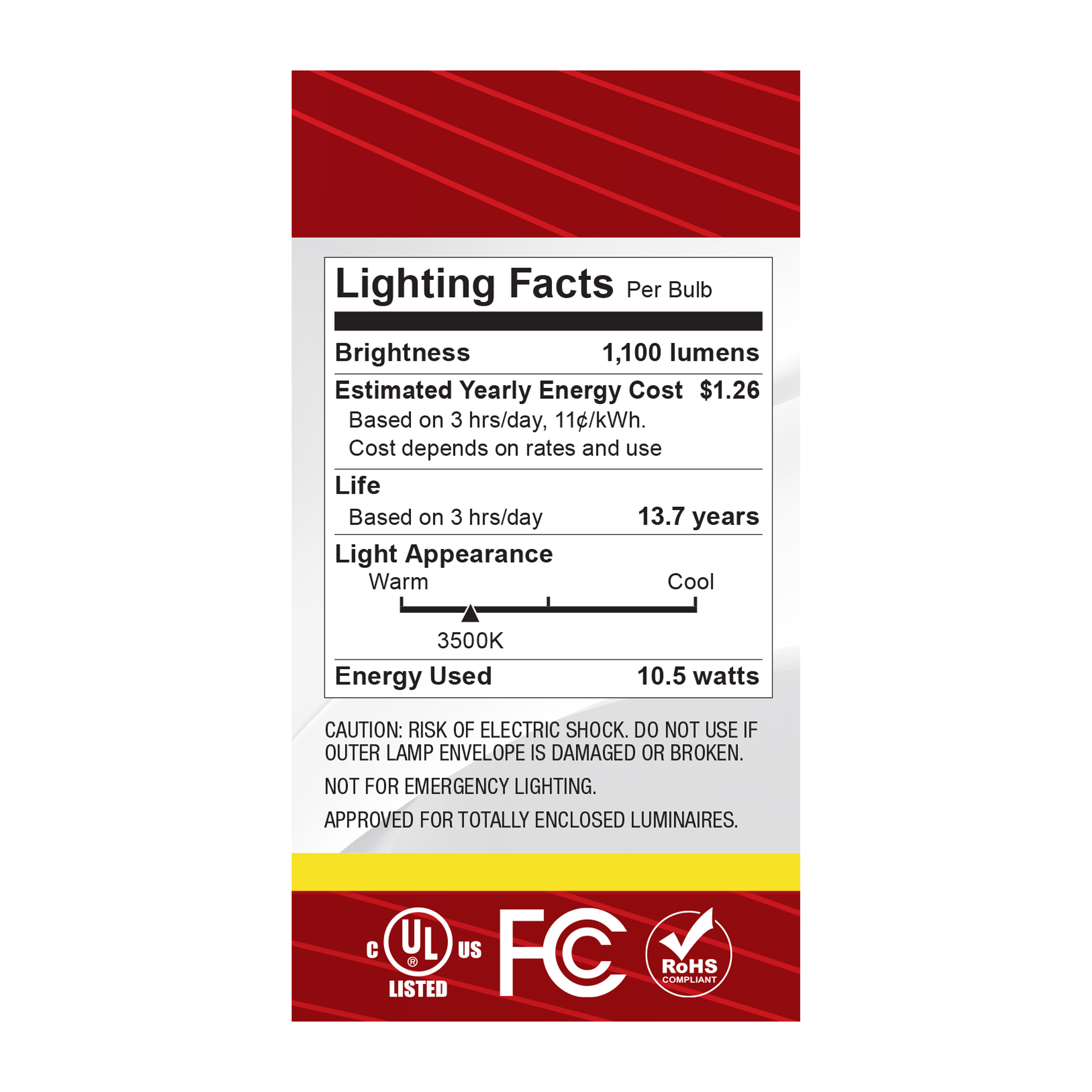 10.5A19/CL/LED/E26/935/120V - S12469