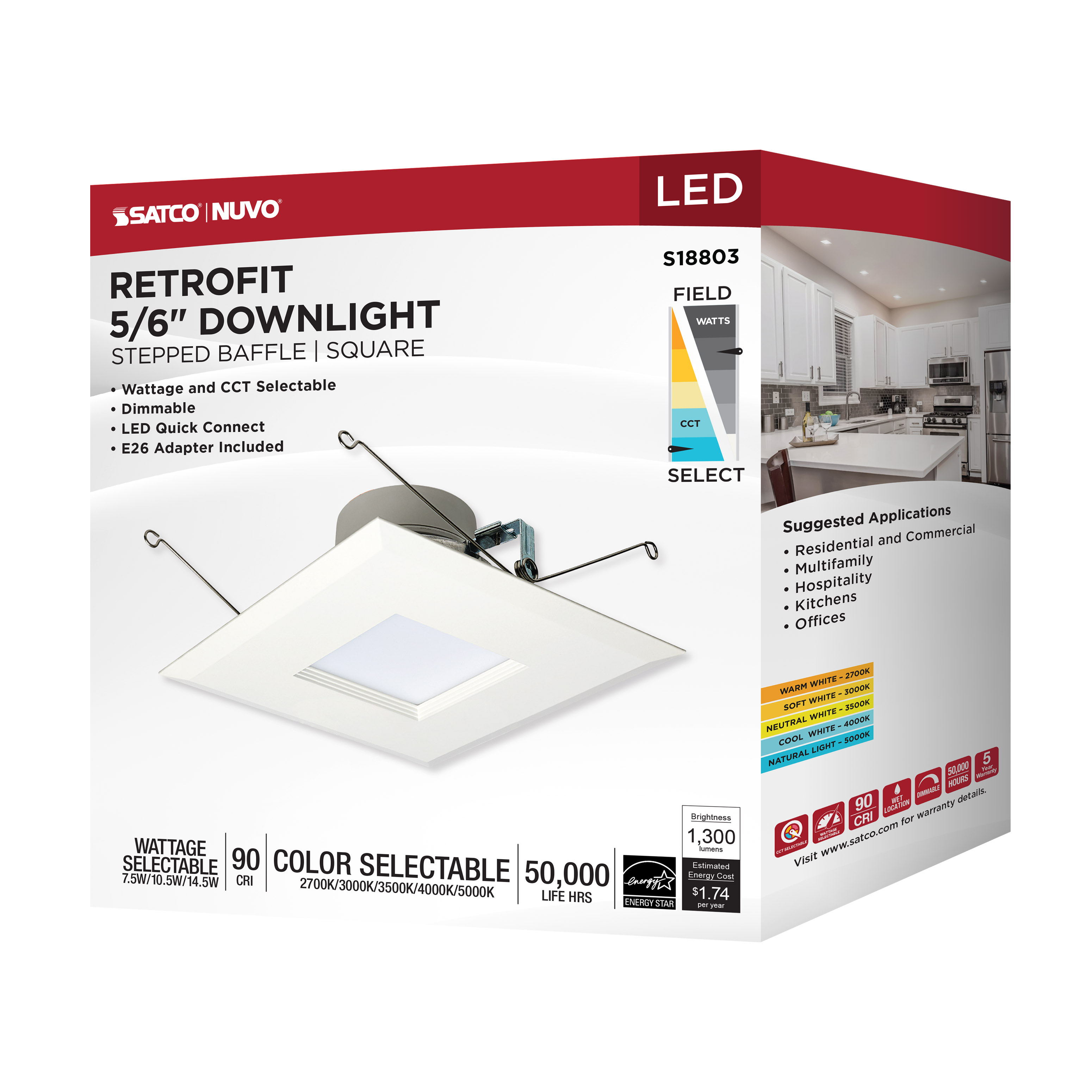 14.5LED/RDL/5-6/WS/5CCT/SQ - S18803
