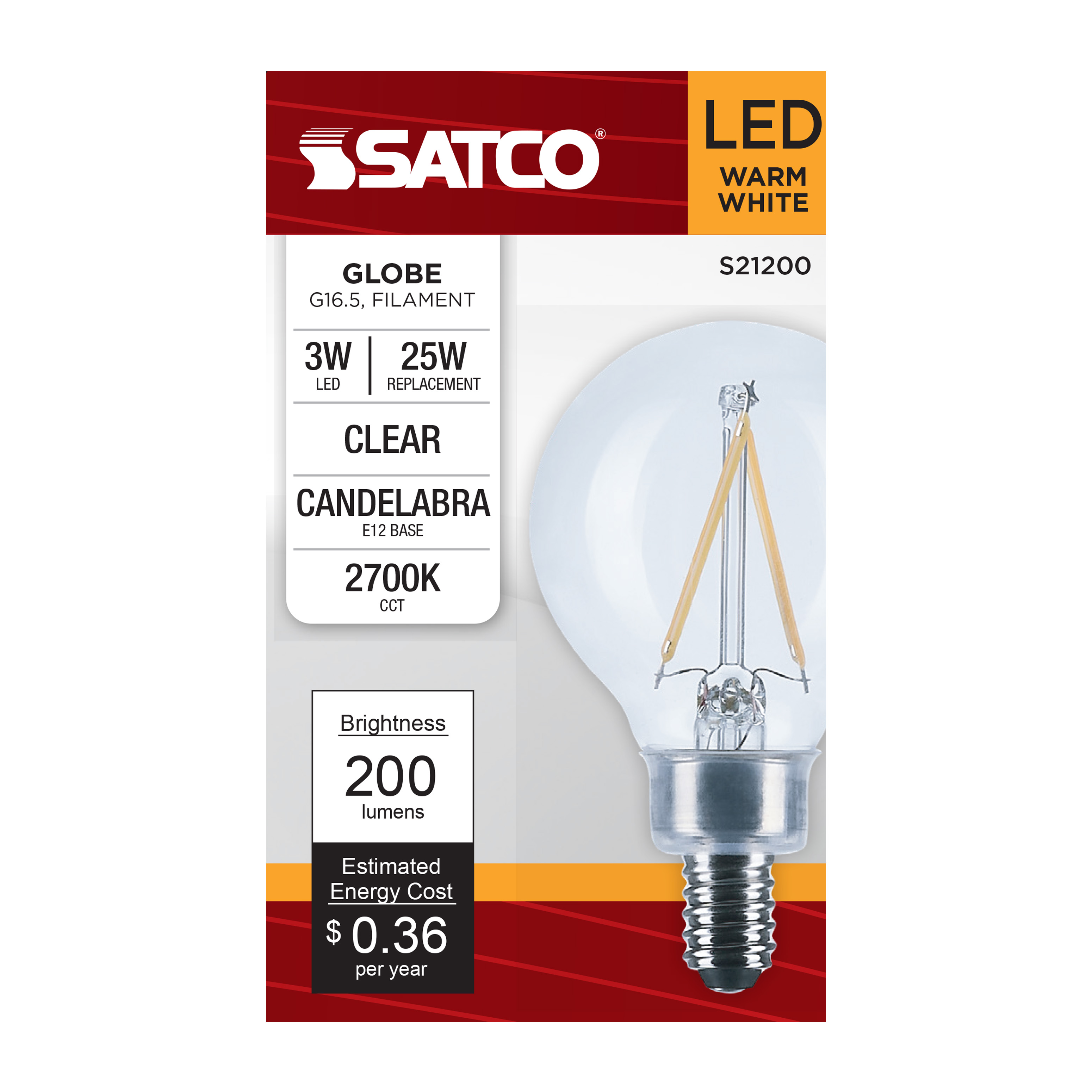 3G16.5/LED/CL/927/120V/E12 - S21200