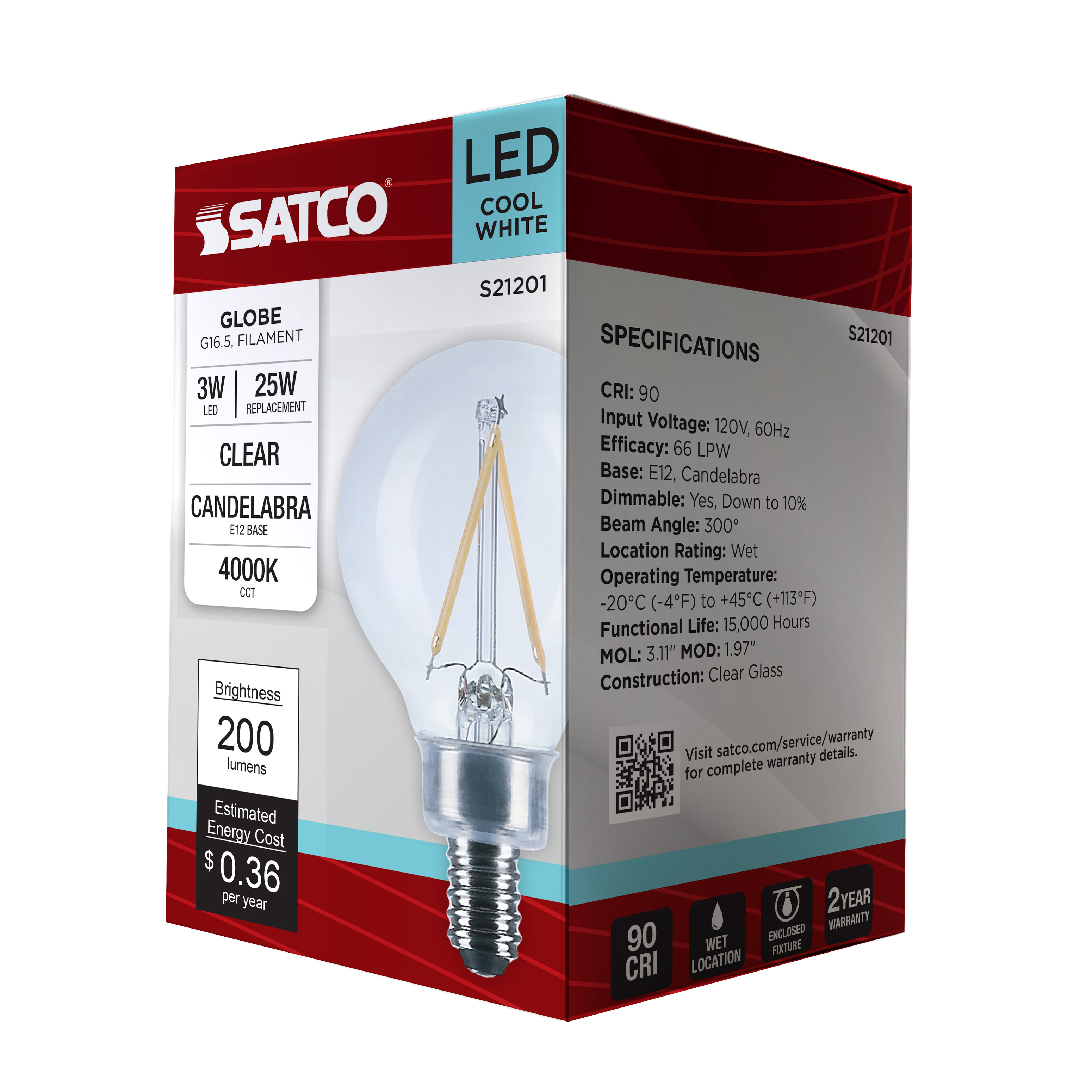 3G16.5/LED/CL/940/120V/E12 - S21201
