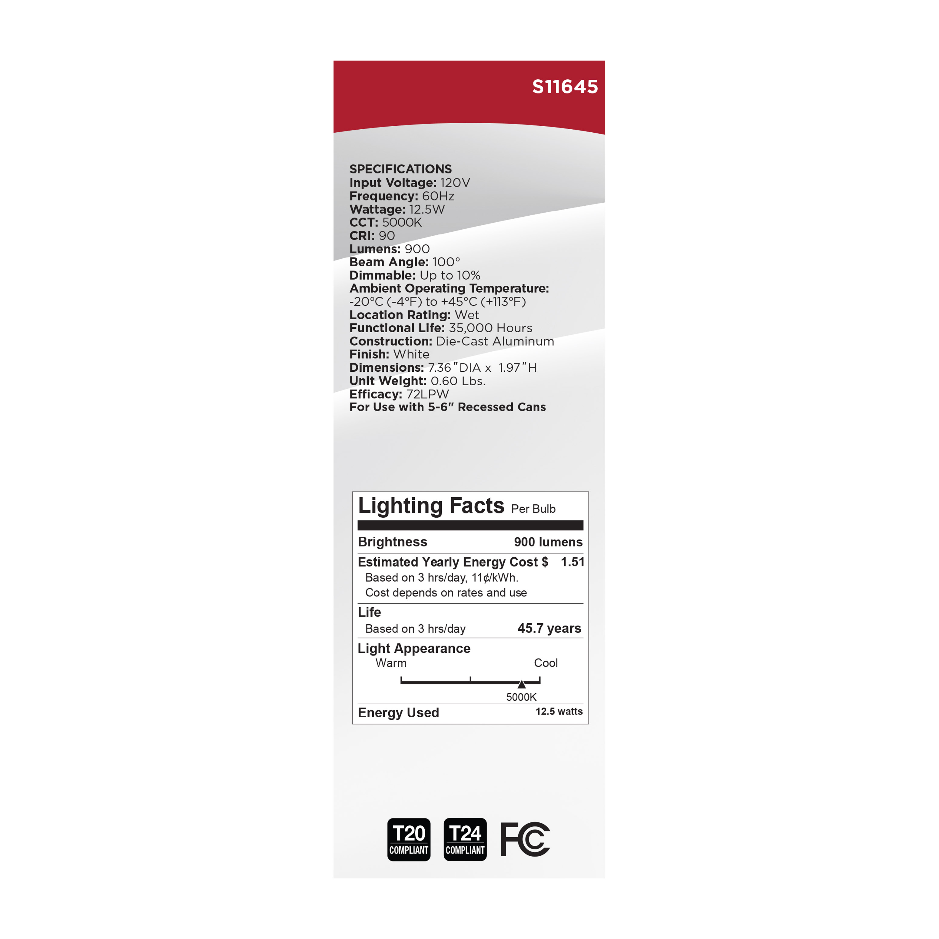 12.5WLED/RDL/5-6/950/120V - S11645
