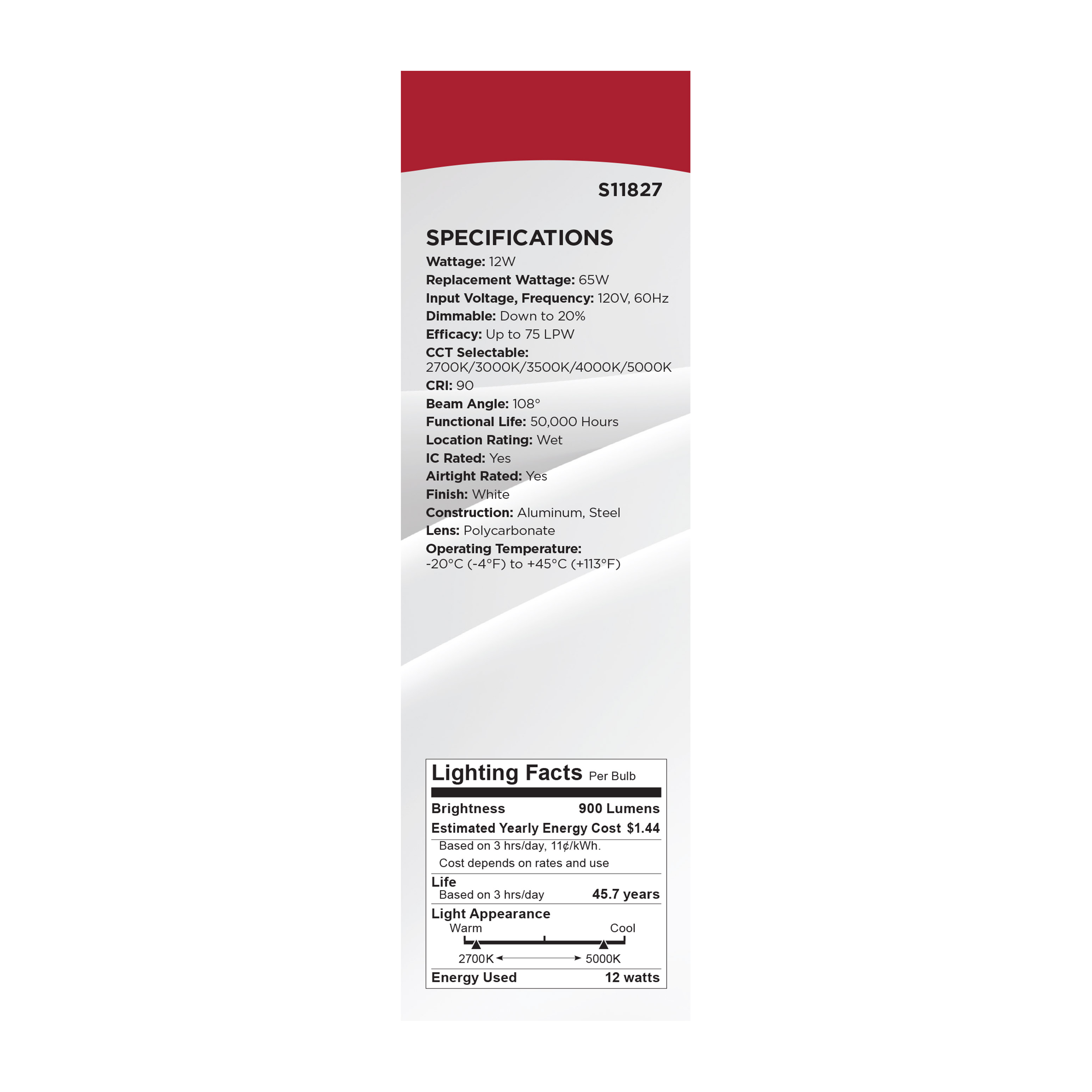 12WLED/DW/EL/6/CCT-SEL/RND/RD - S11827