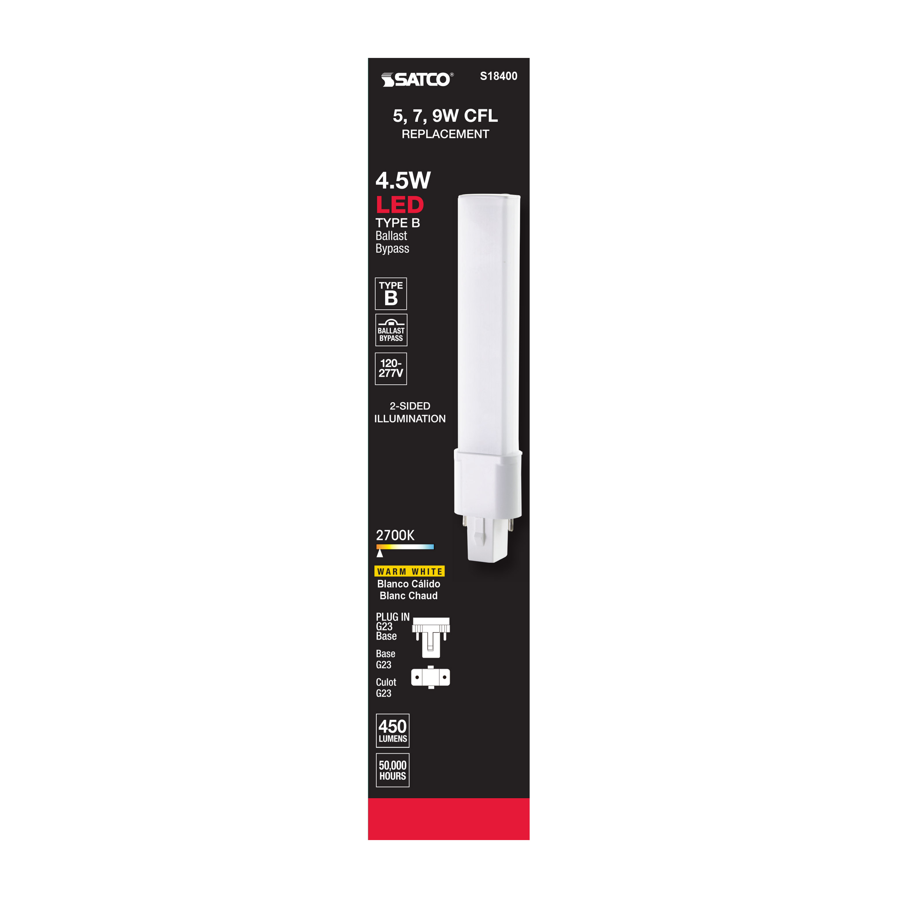 4.5W/LED/CFL/827/G23/BP - S18400
