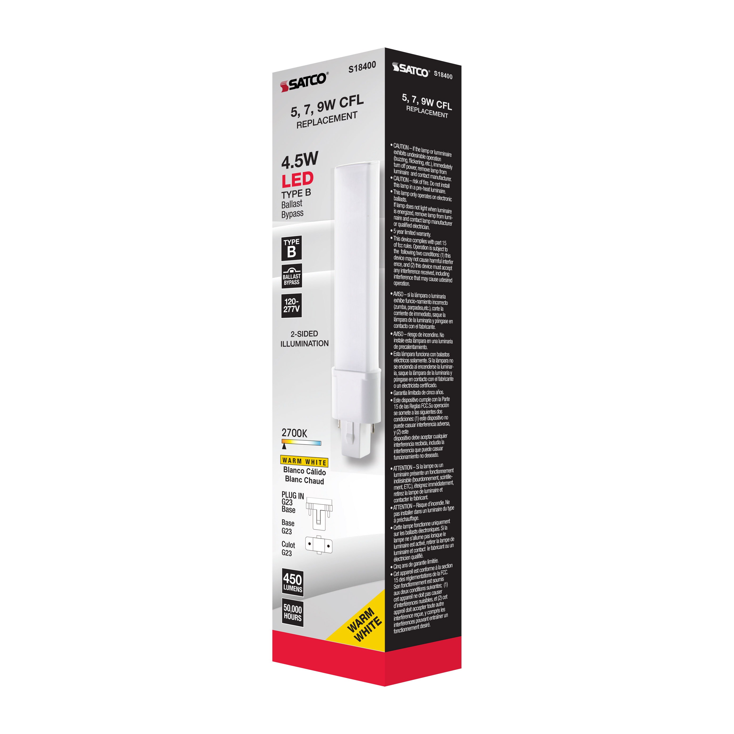 4.5W/LED/CFL/827/G23/BP - S18400