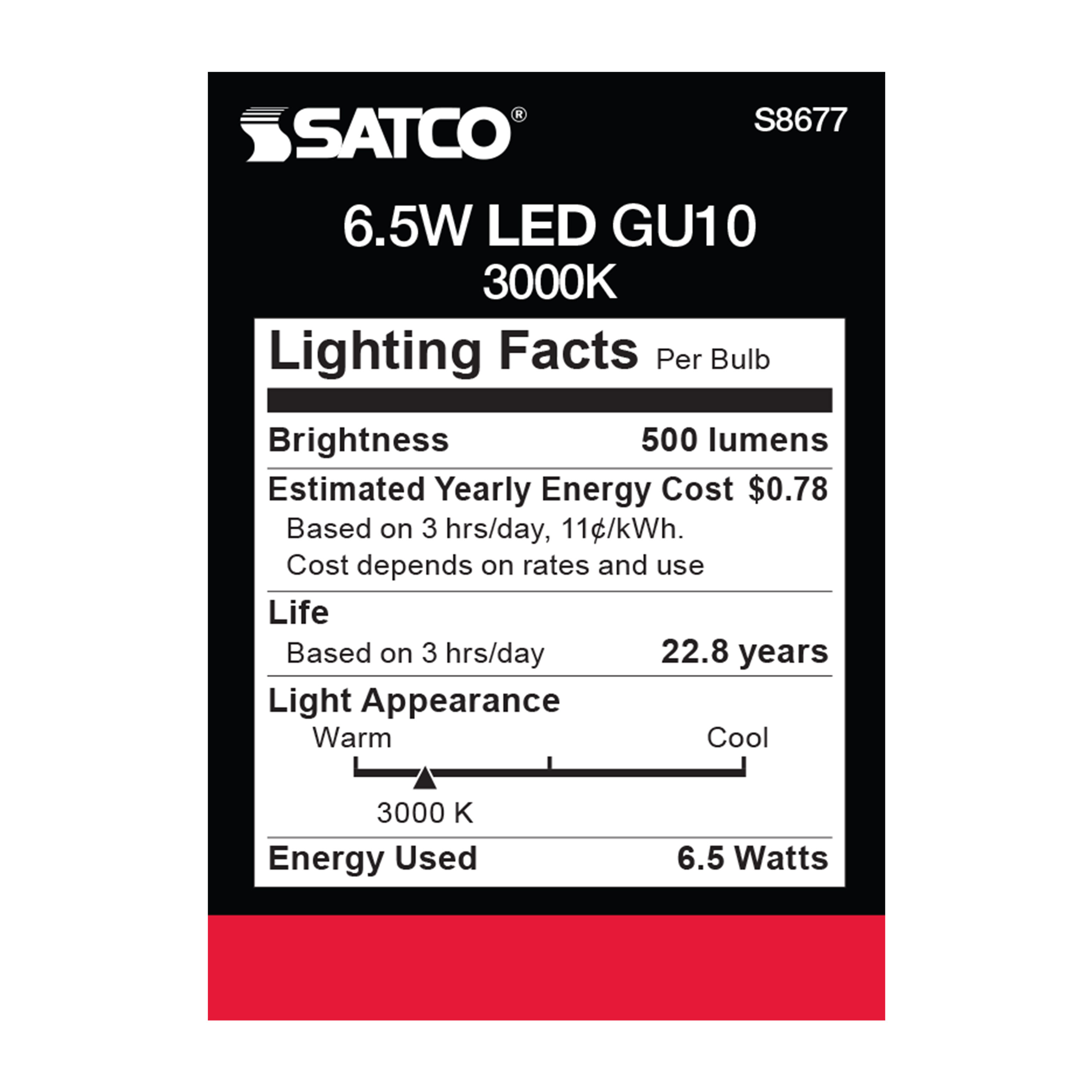 6.5MR16/LED/25'/30K/120V/GU10 - S8677