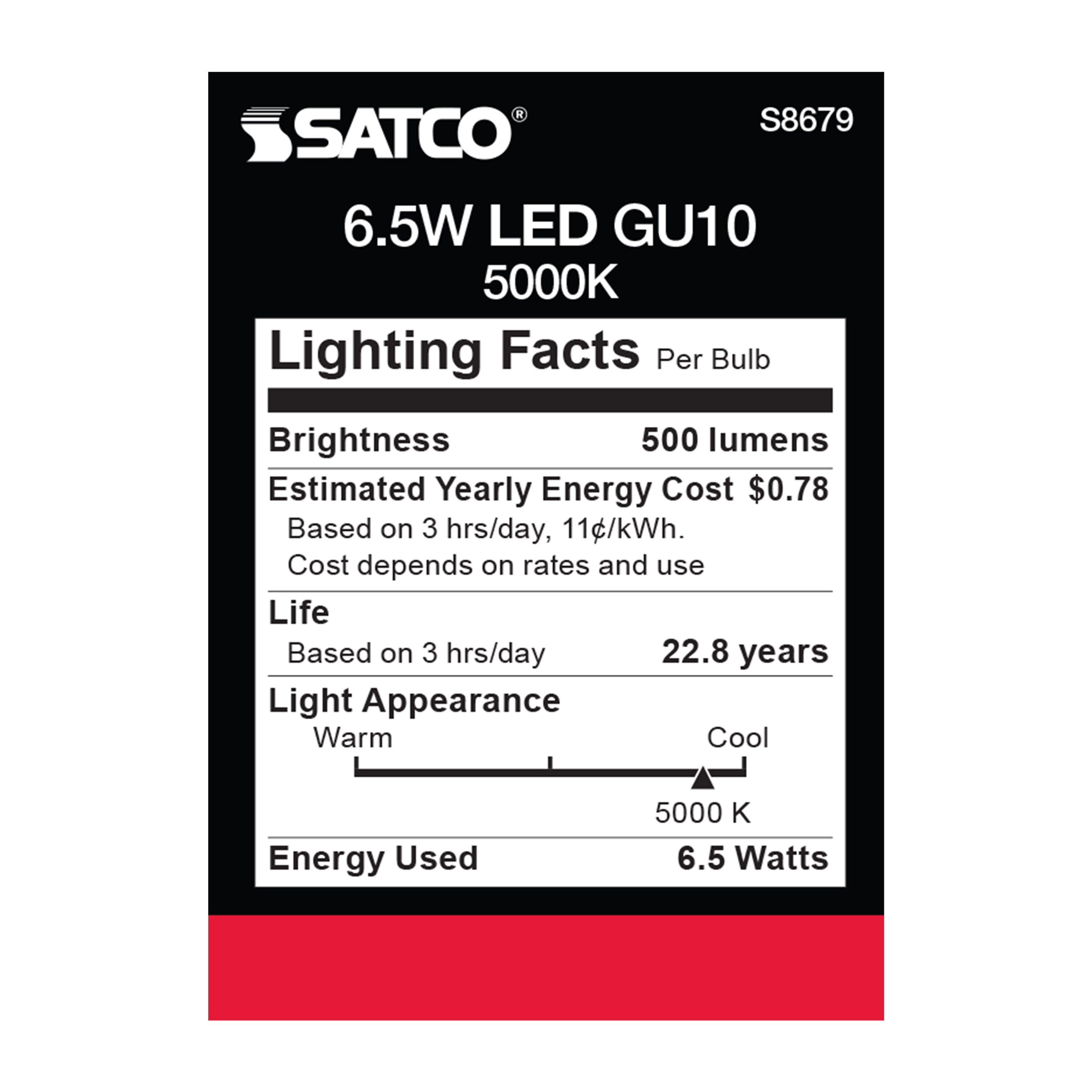 6.5MR16/LED/25'/50K/120V/GU10 - S8679