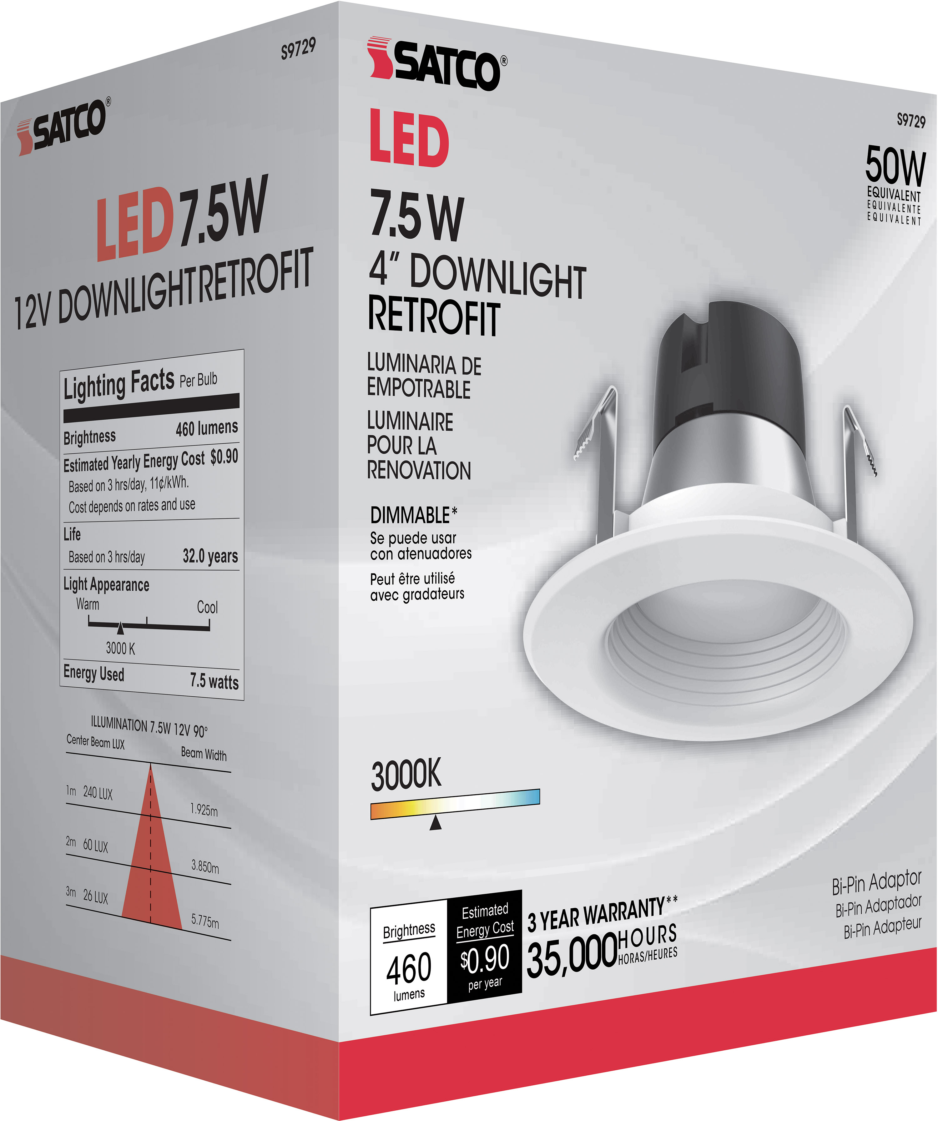 7.5WLED/RDL/4"BFL/12V 90CRI 3K - S9729
