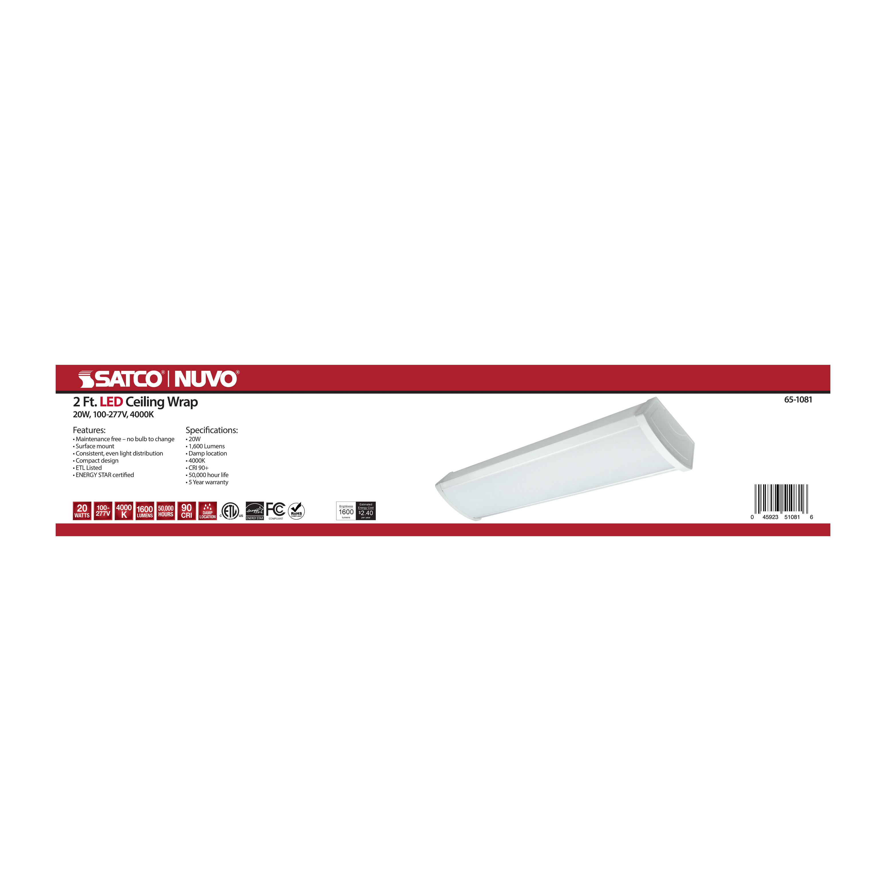 2FT LED CEILING WRAP - 65-1081