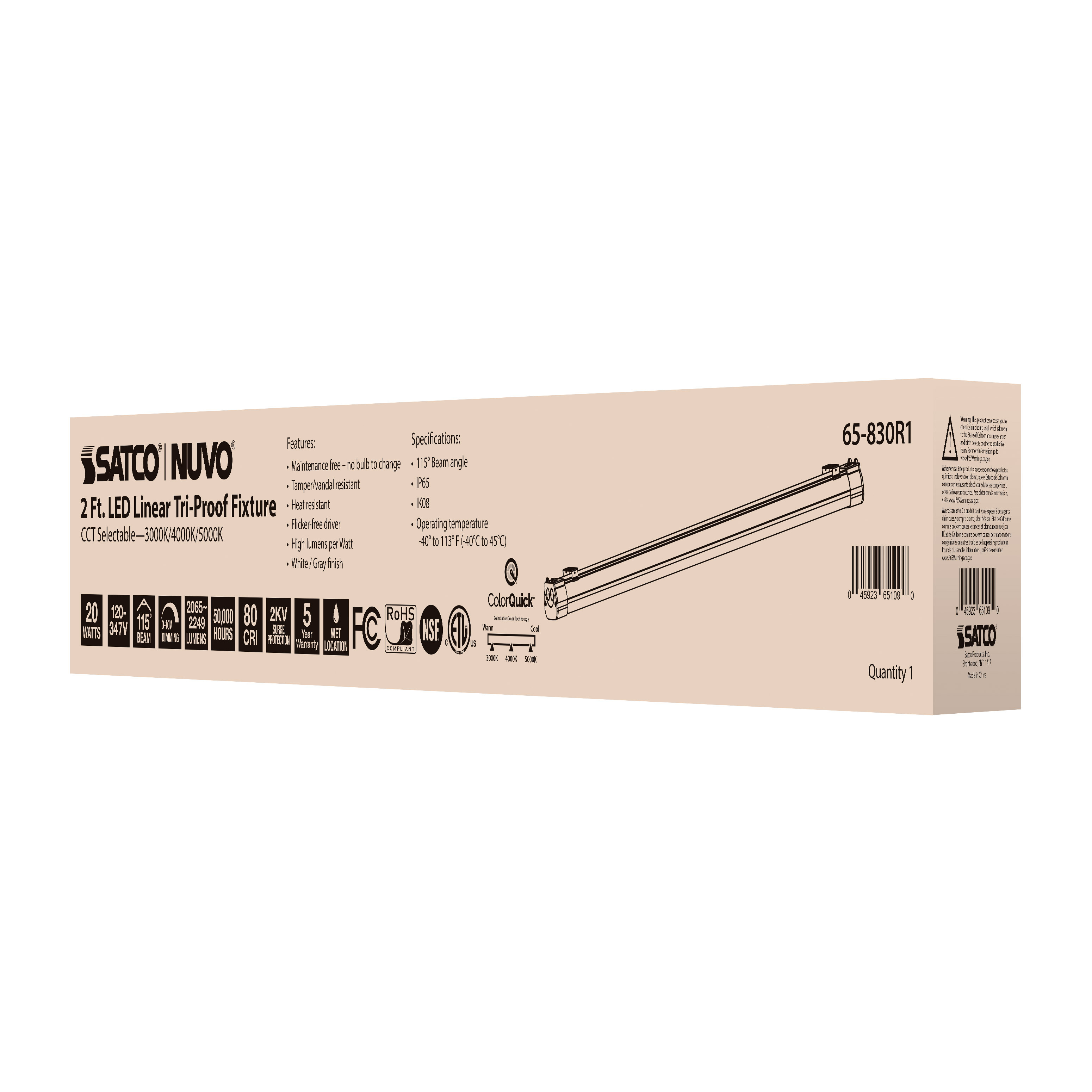 2' 20W LED TRI-PROOF LINEAR - 65-830R1