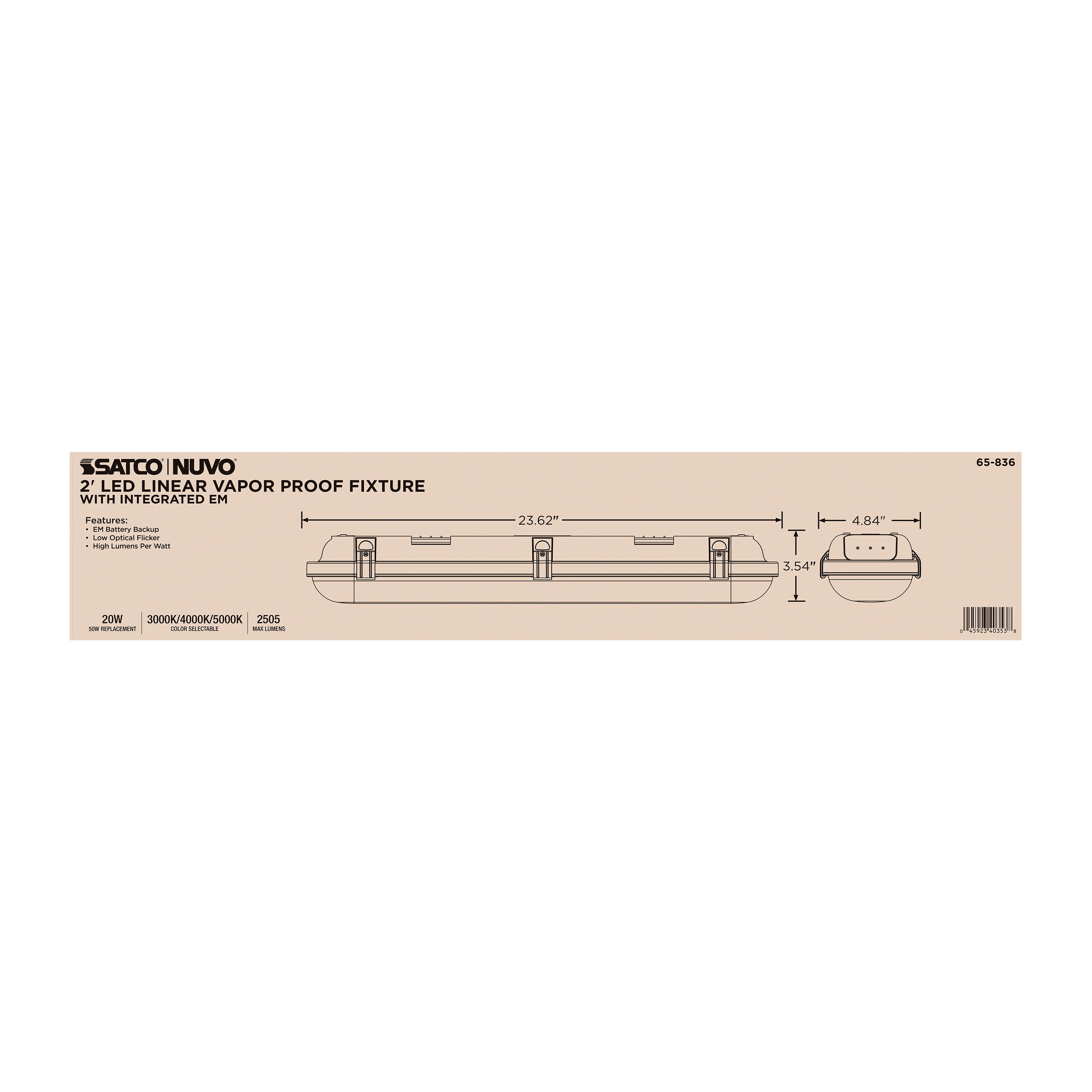 2' LED EM LINEAR VAPOR PROOF - 65-836