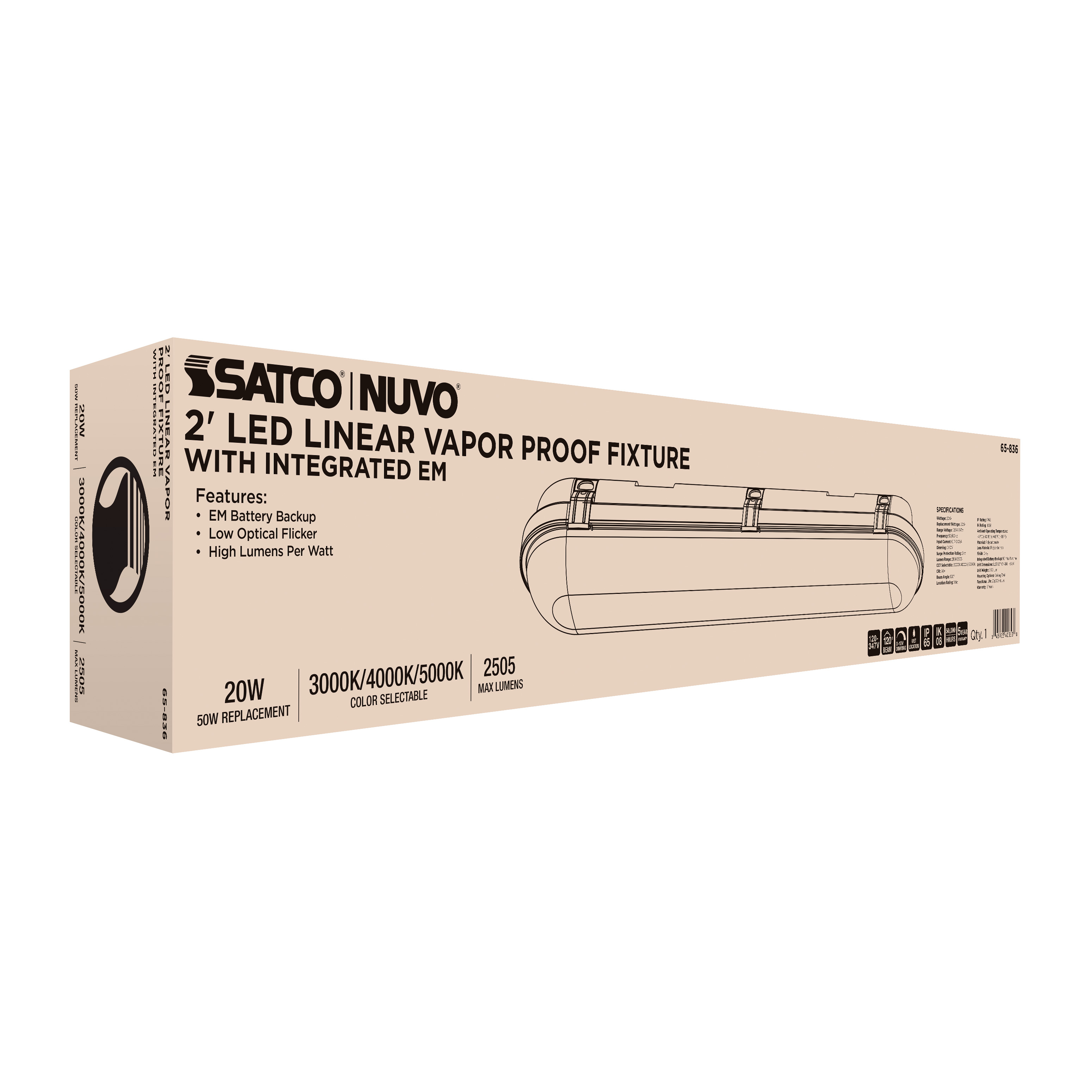 2' LED EM LINEAR VAPOR PROOF - 65-836