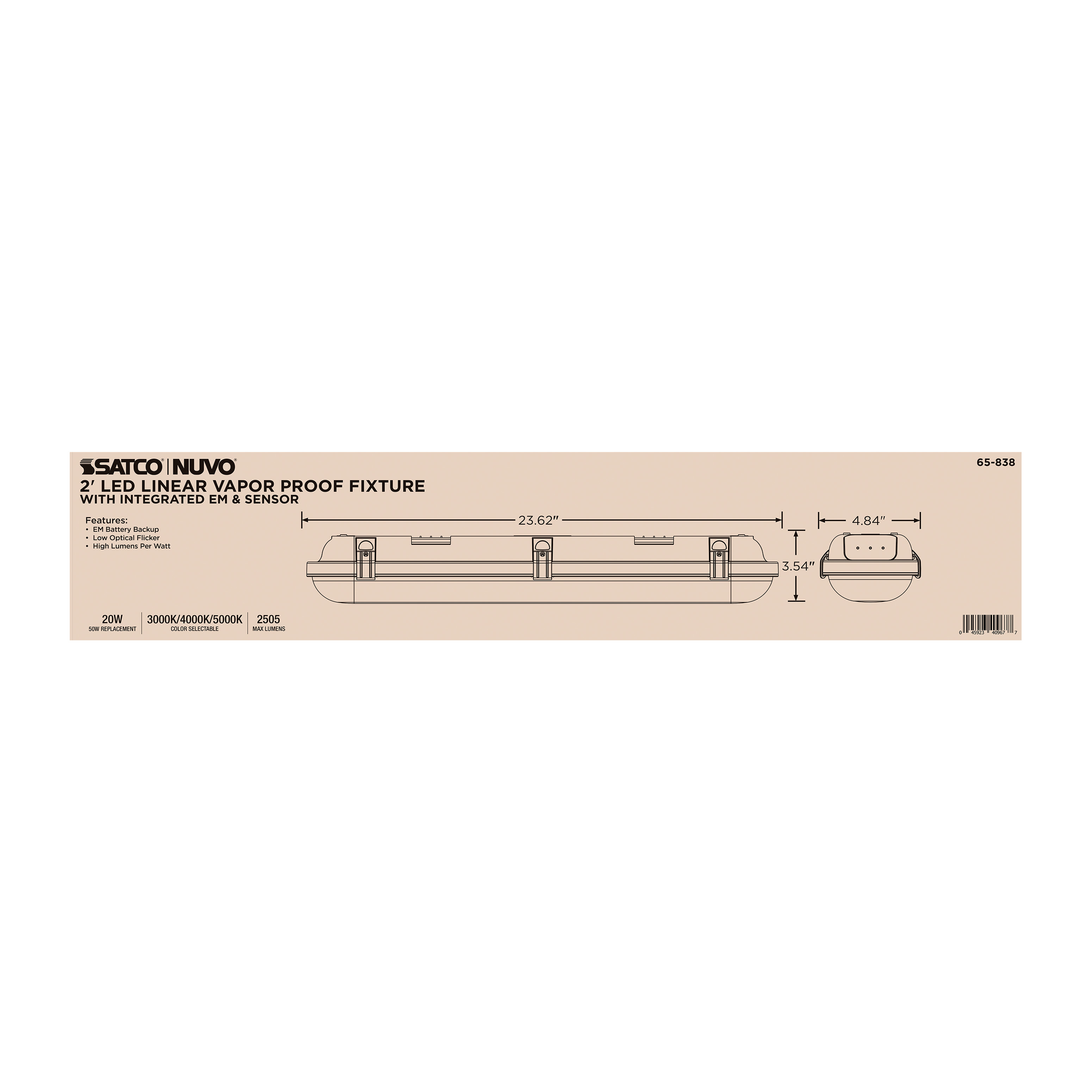 2' VAPOR PROOF W/EM & SENSOR - 65-838