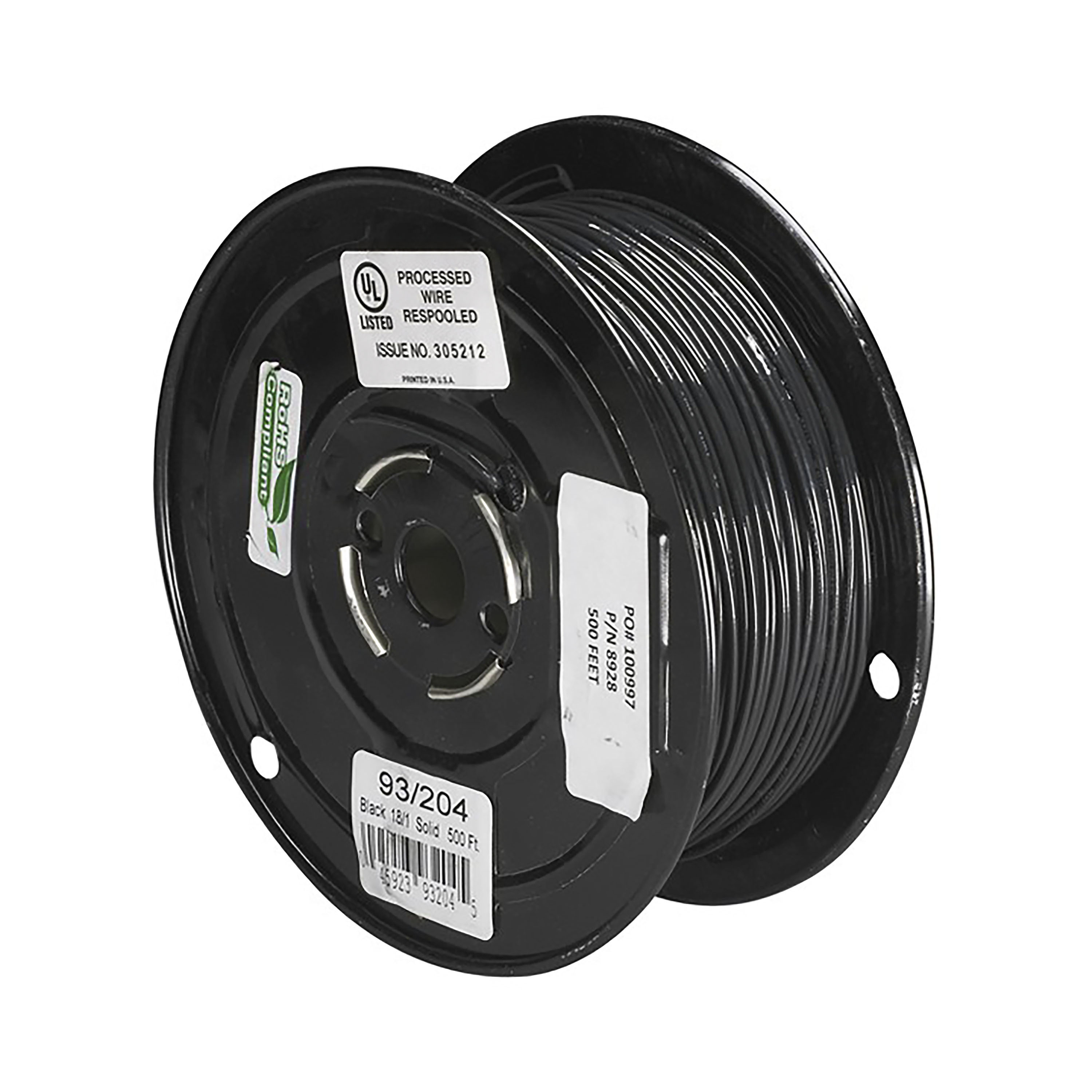 BLACK 18/1 SOLID TFN 500' - 93-204