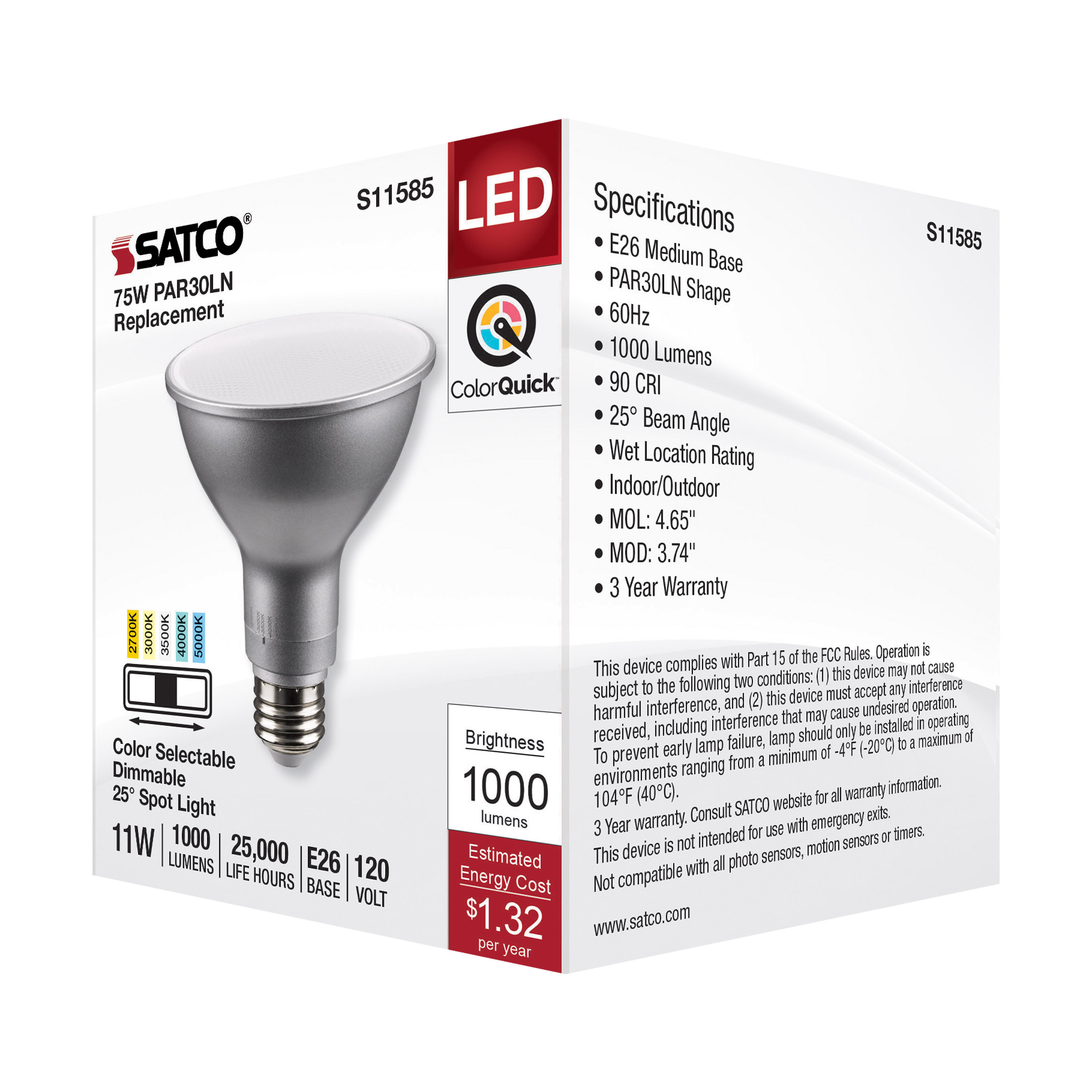 11PAR30LN/LED/5CCT/SP/120V - S11585