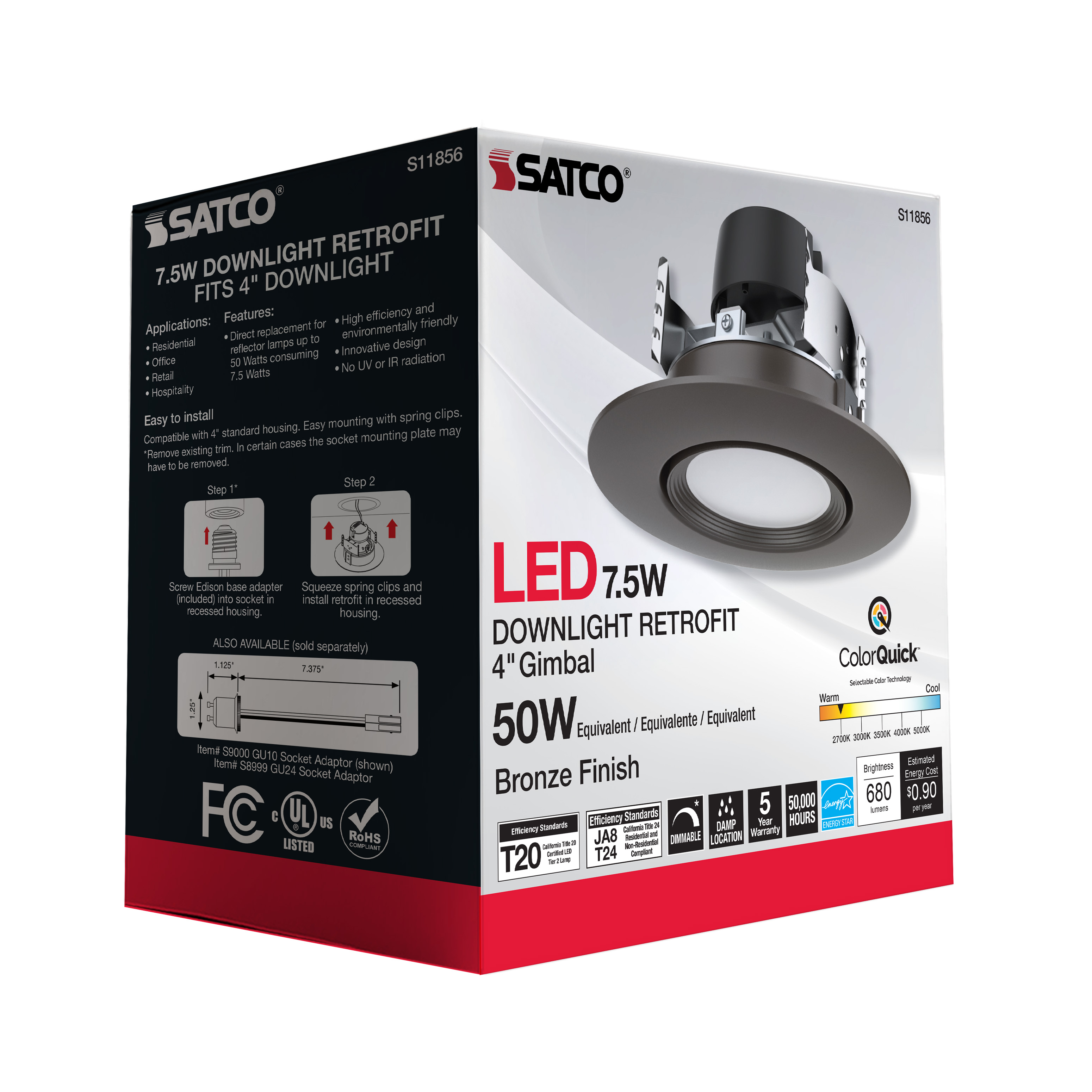 7.5WLED/DIR/4/60'/CCT-SEL/120V - S11856