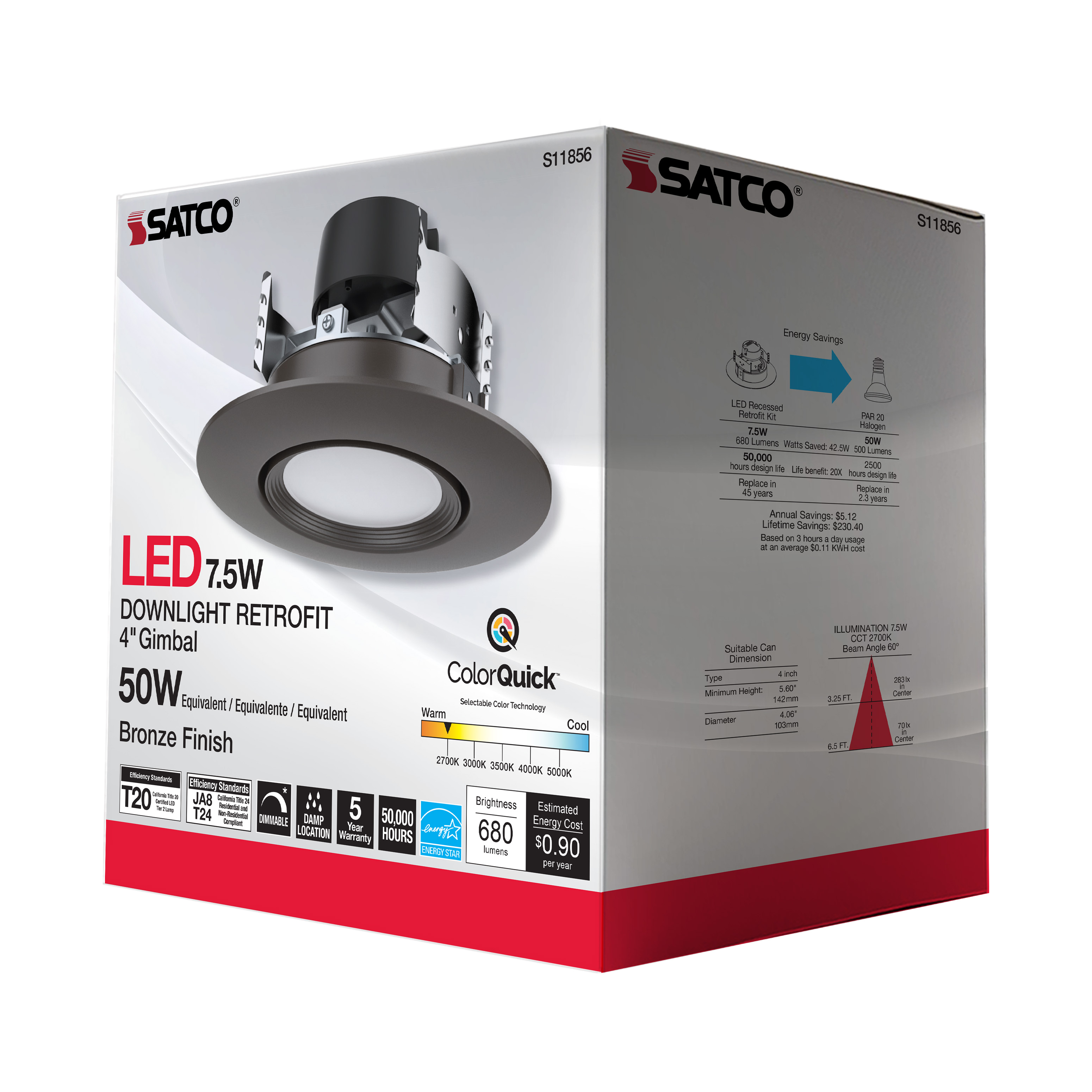 7.5WLED/DIR/4/60'/CCT-SEL/120V - S11856