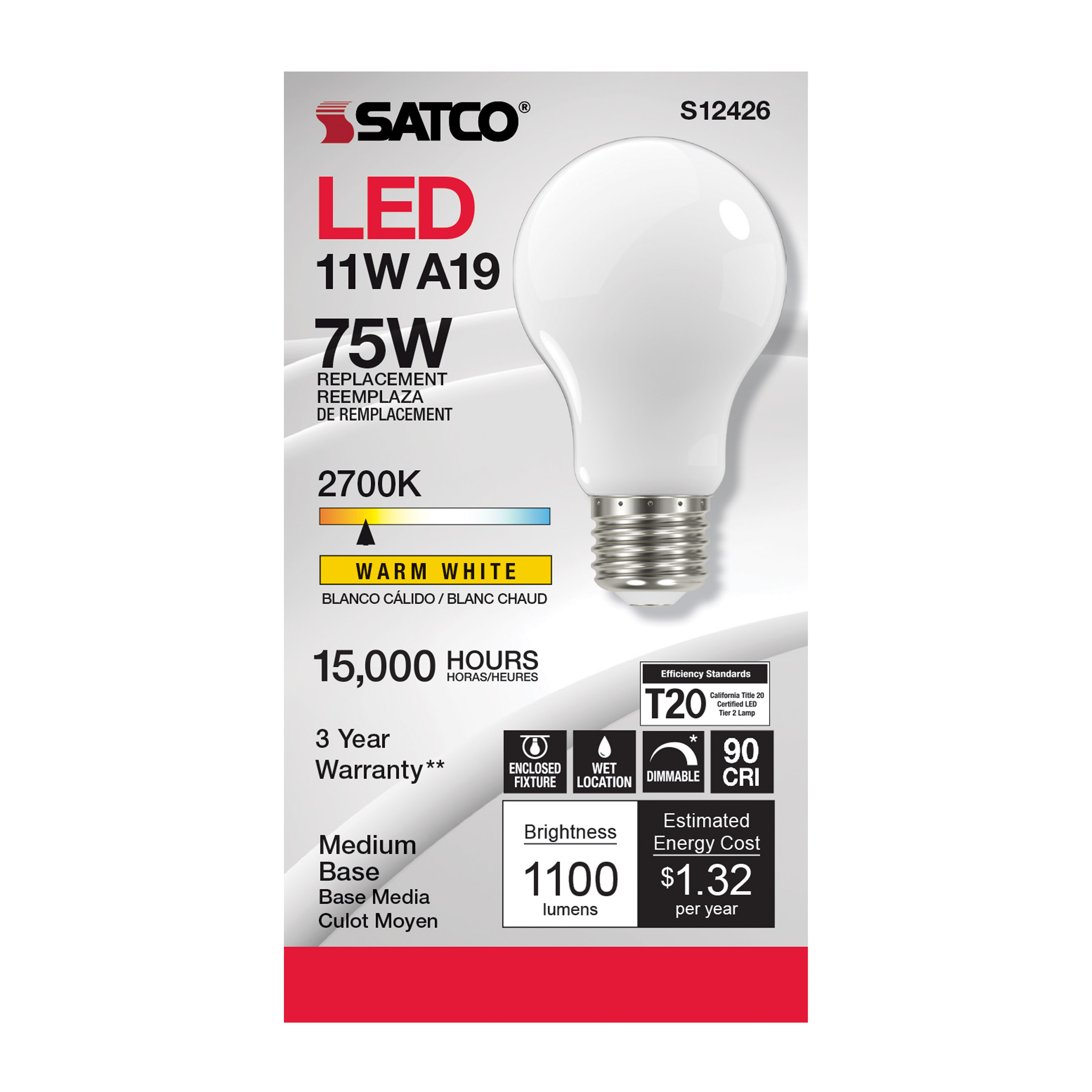11A19/SW/LED/E26/927/120V - S12426