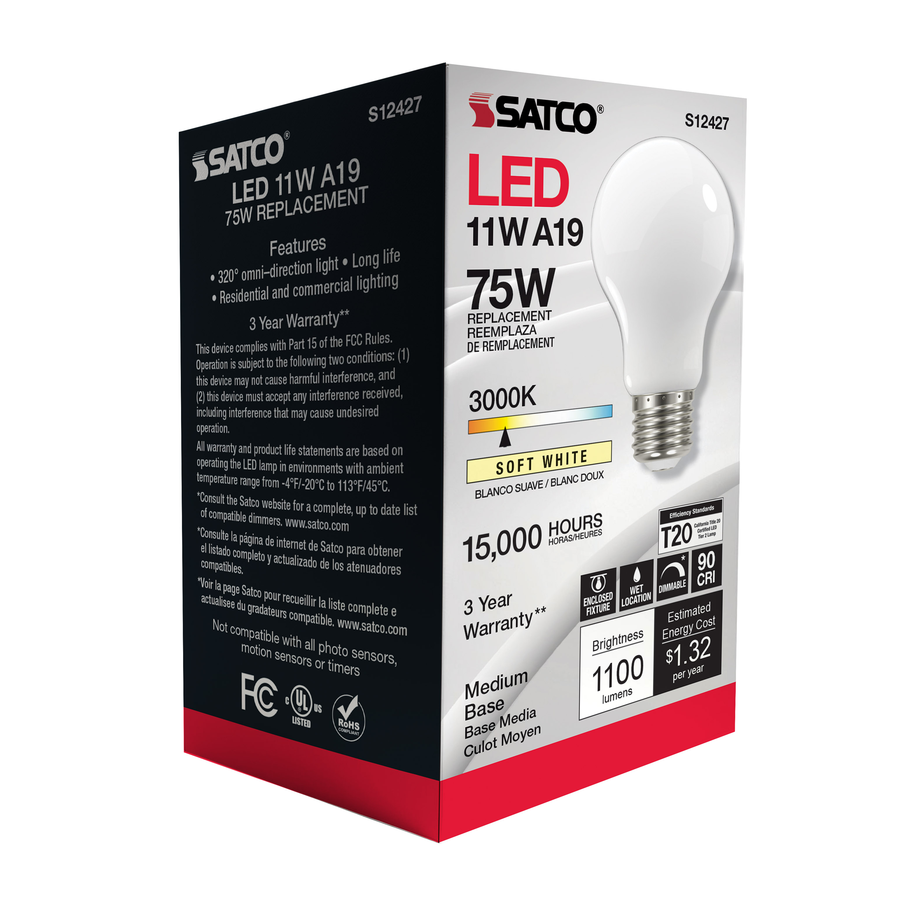11A19/SW/LED/E26/930/120V - S12427