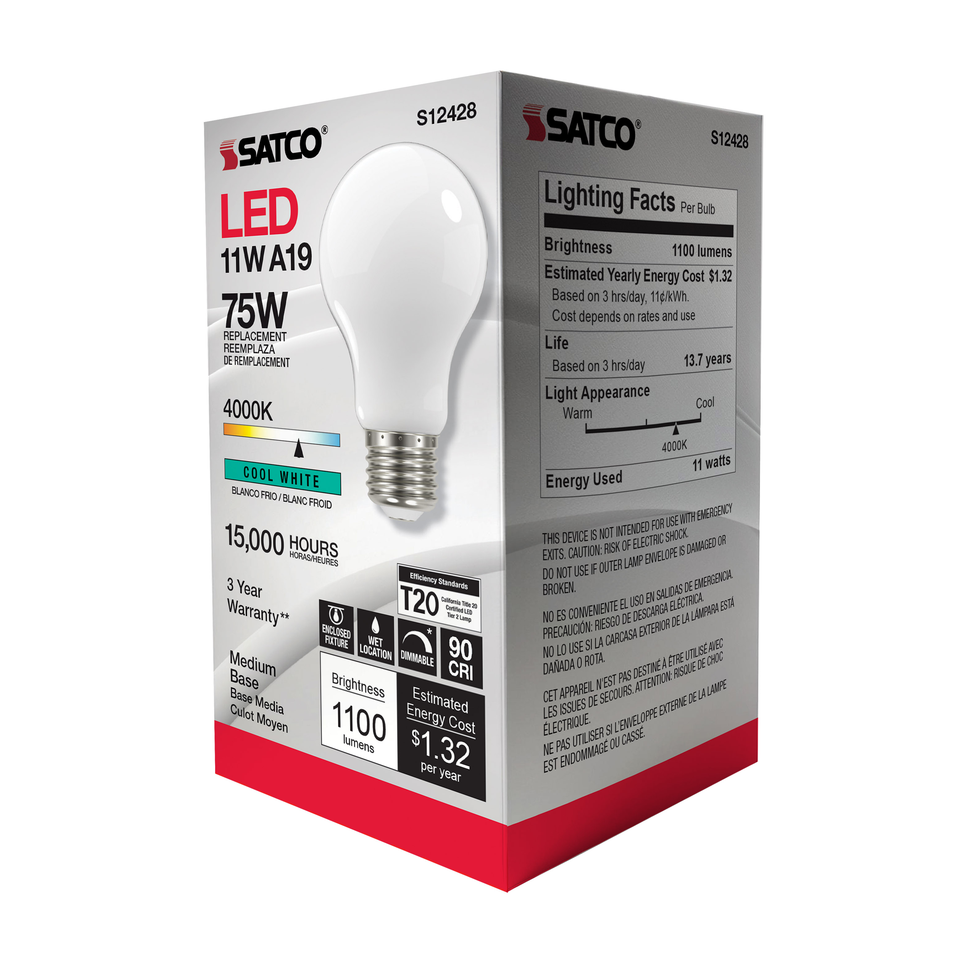11A19/SW/LED/E26/940/120V - S12428