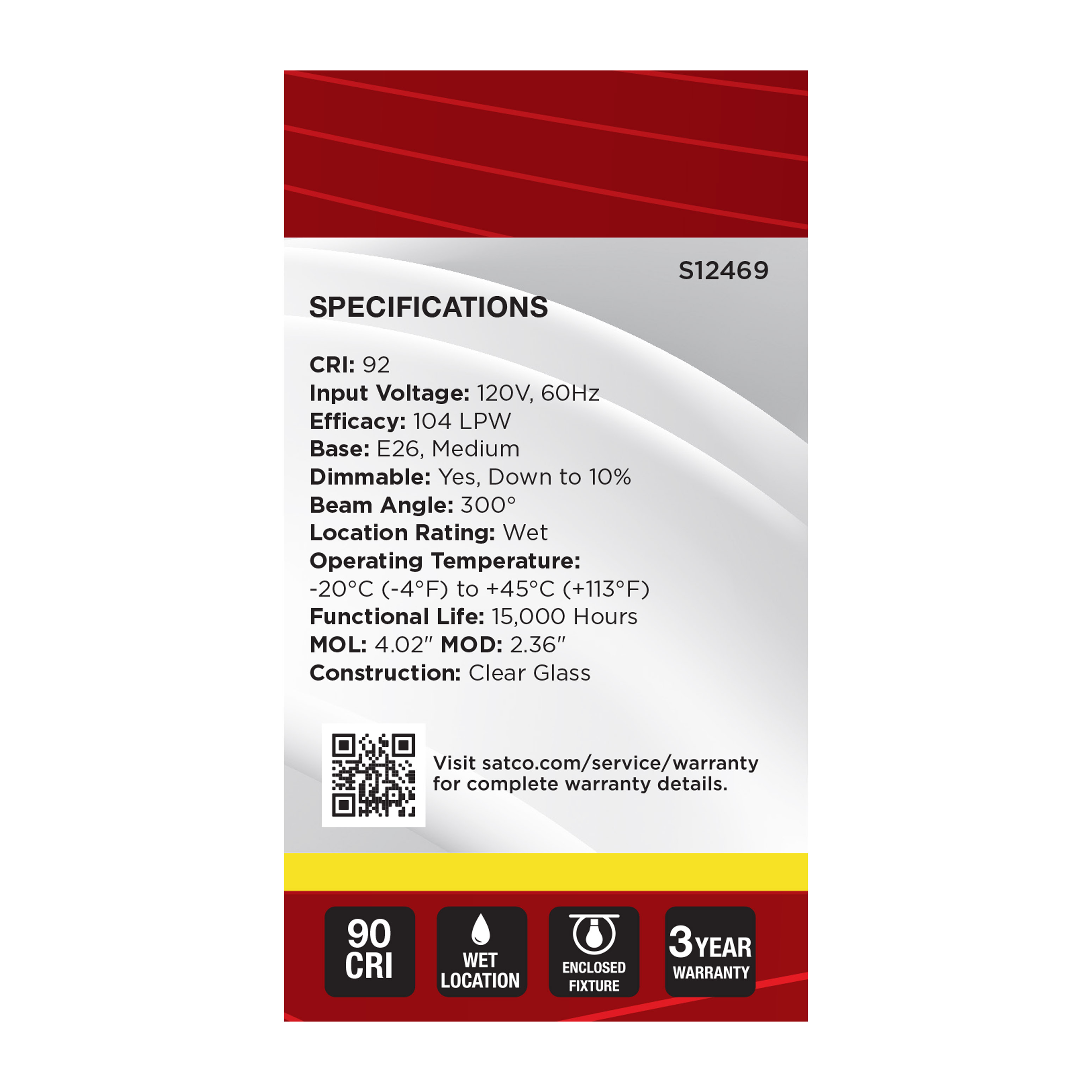 10.5A19/CL/LED/E26/935/120V - S12469