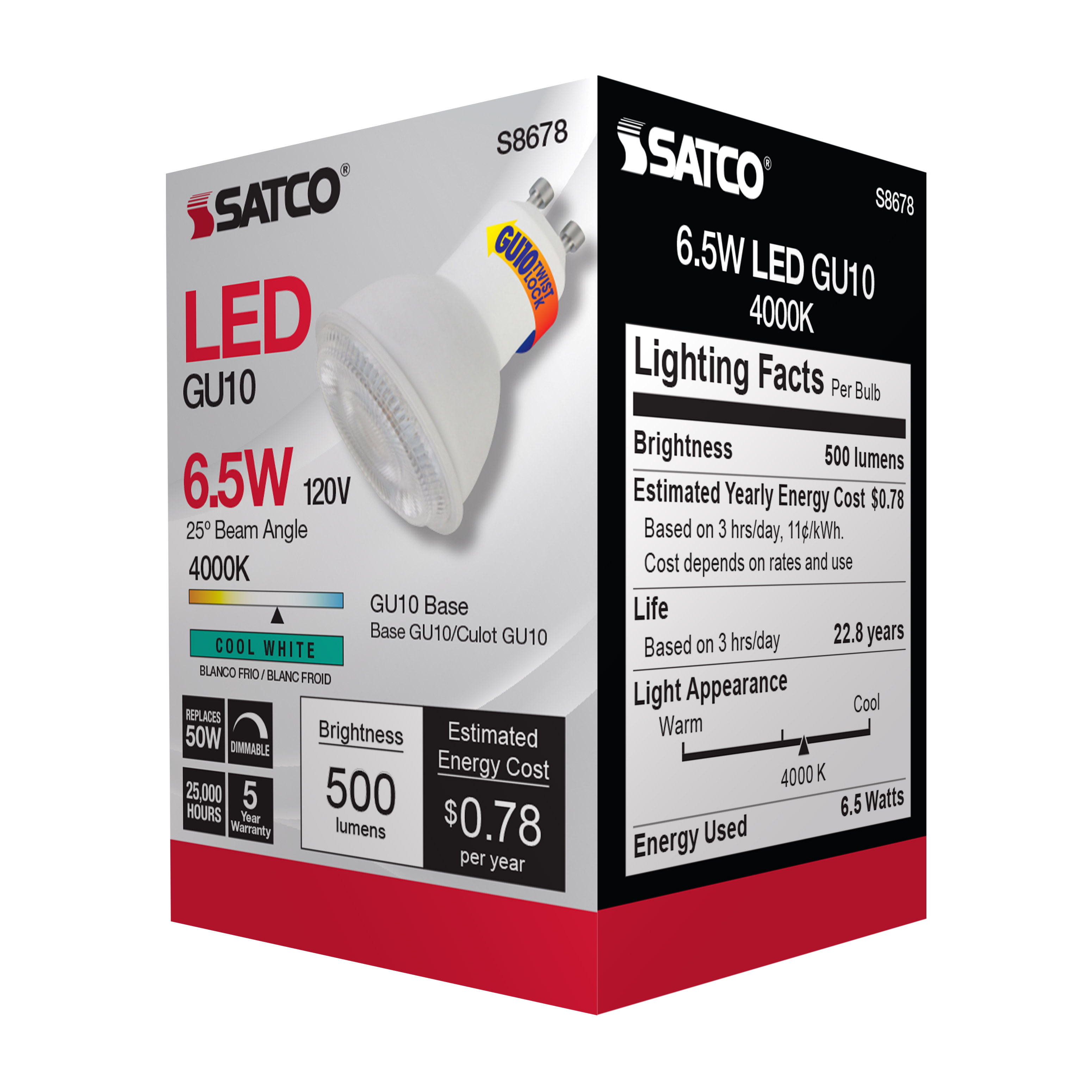 6.5MR16/LED/25'/40K/120V/GU10 - S8678