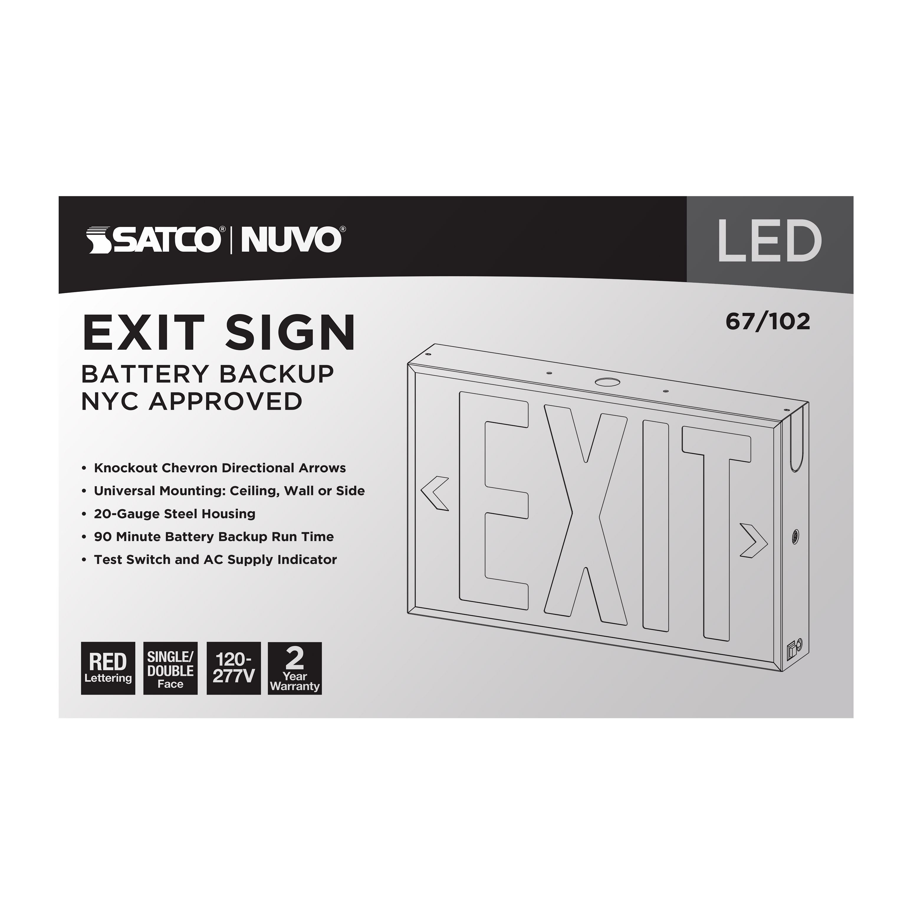 EXIT SIGN - RED - NYC - 67-102