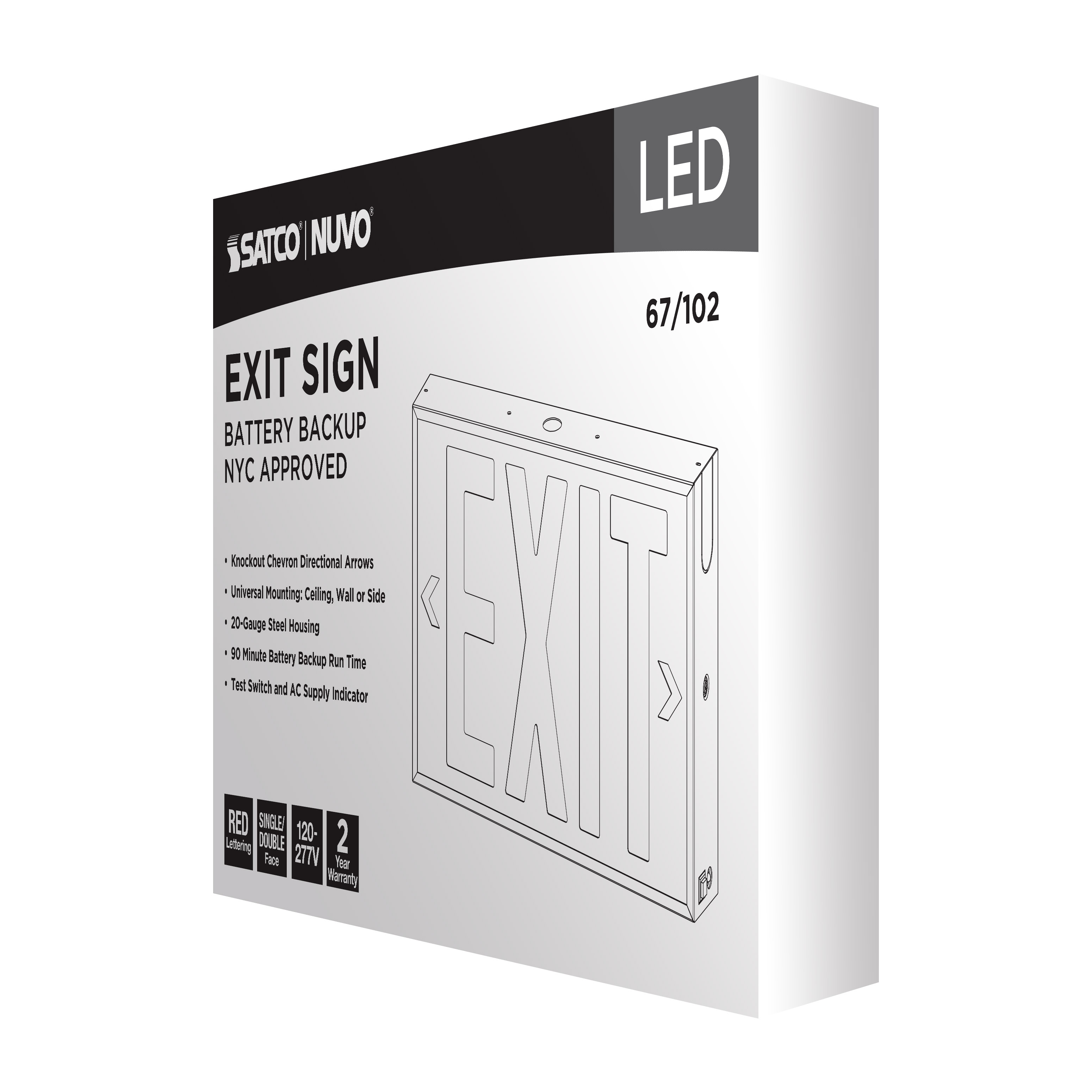 EXIT SIGN - RED - NYC - 67-102