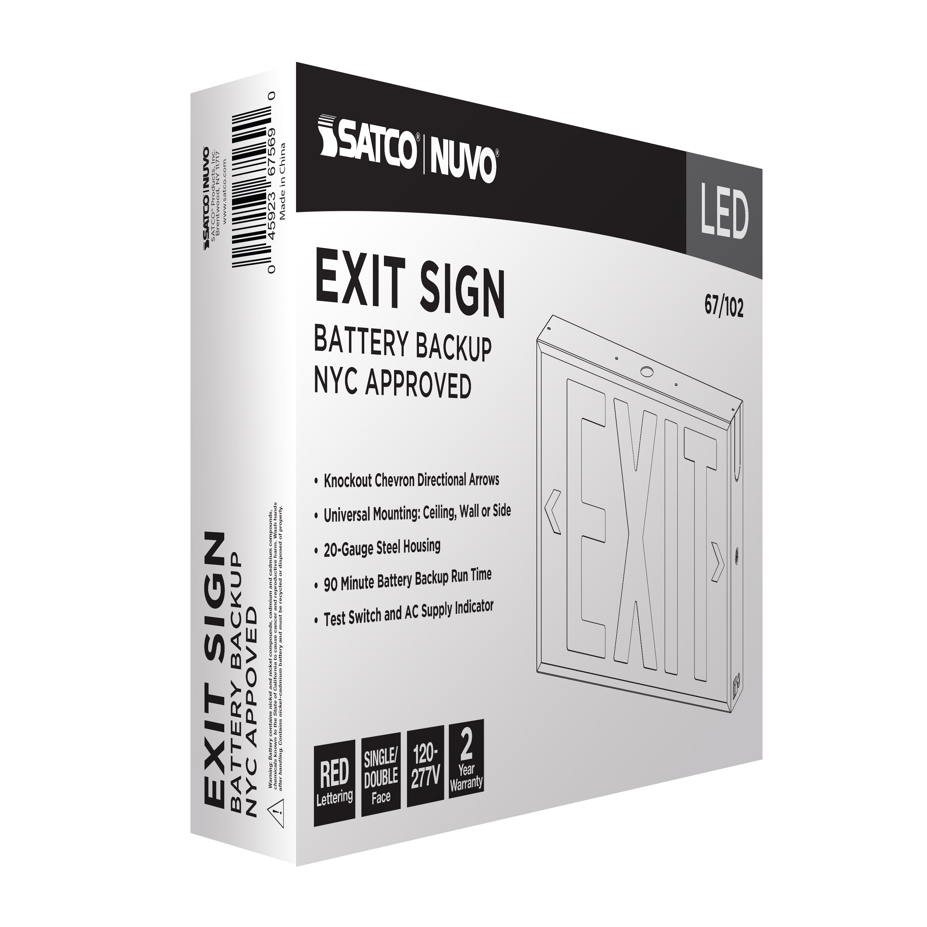 EXIT SIGN - RED - NYC - 67-102