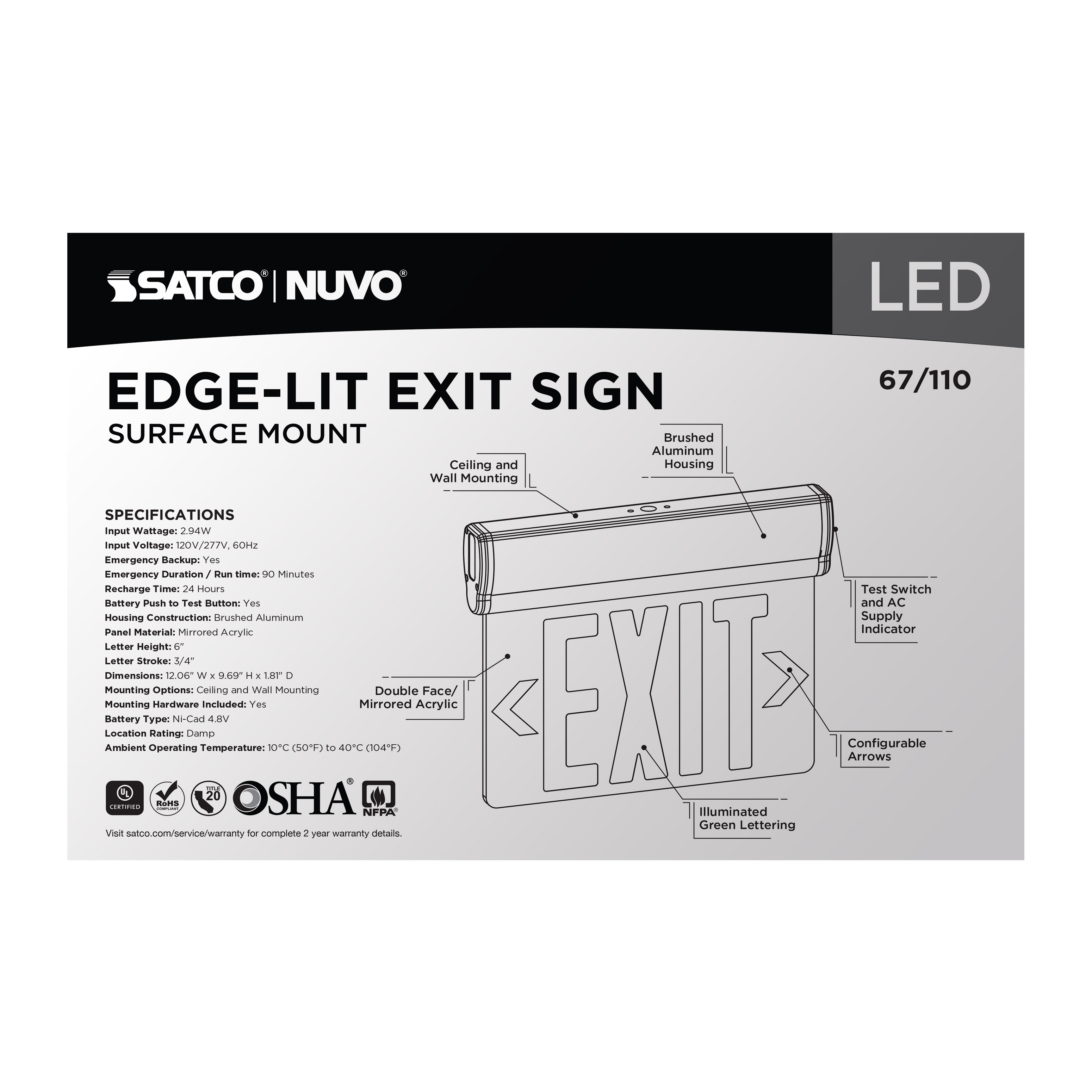 EL EXIT SIGN - DF GR MIR - 67-110