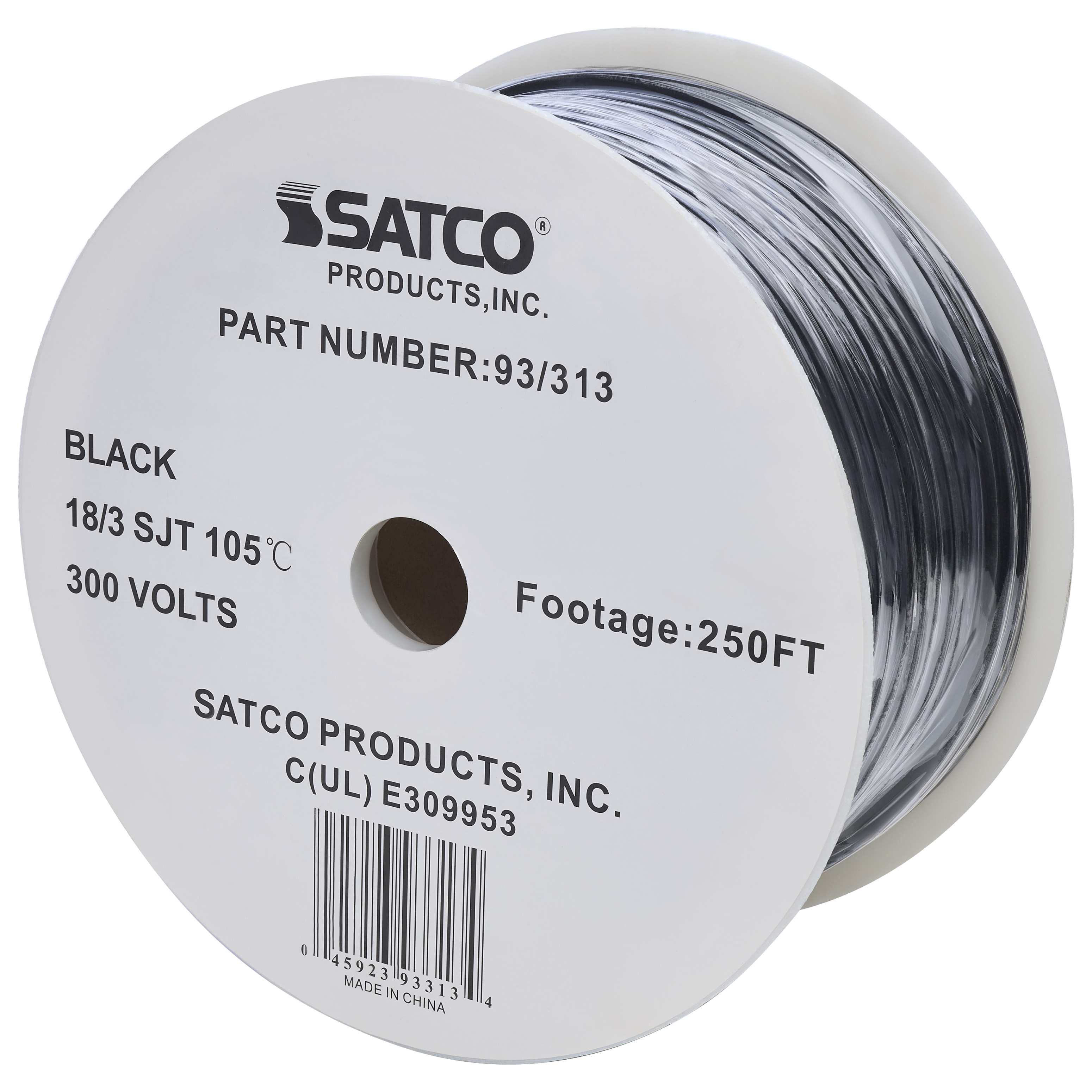18/3 SJT BLACK 250 FT SPOOL - 93-313