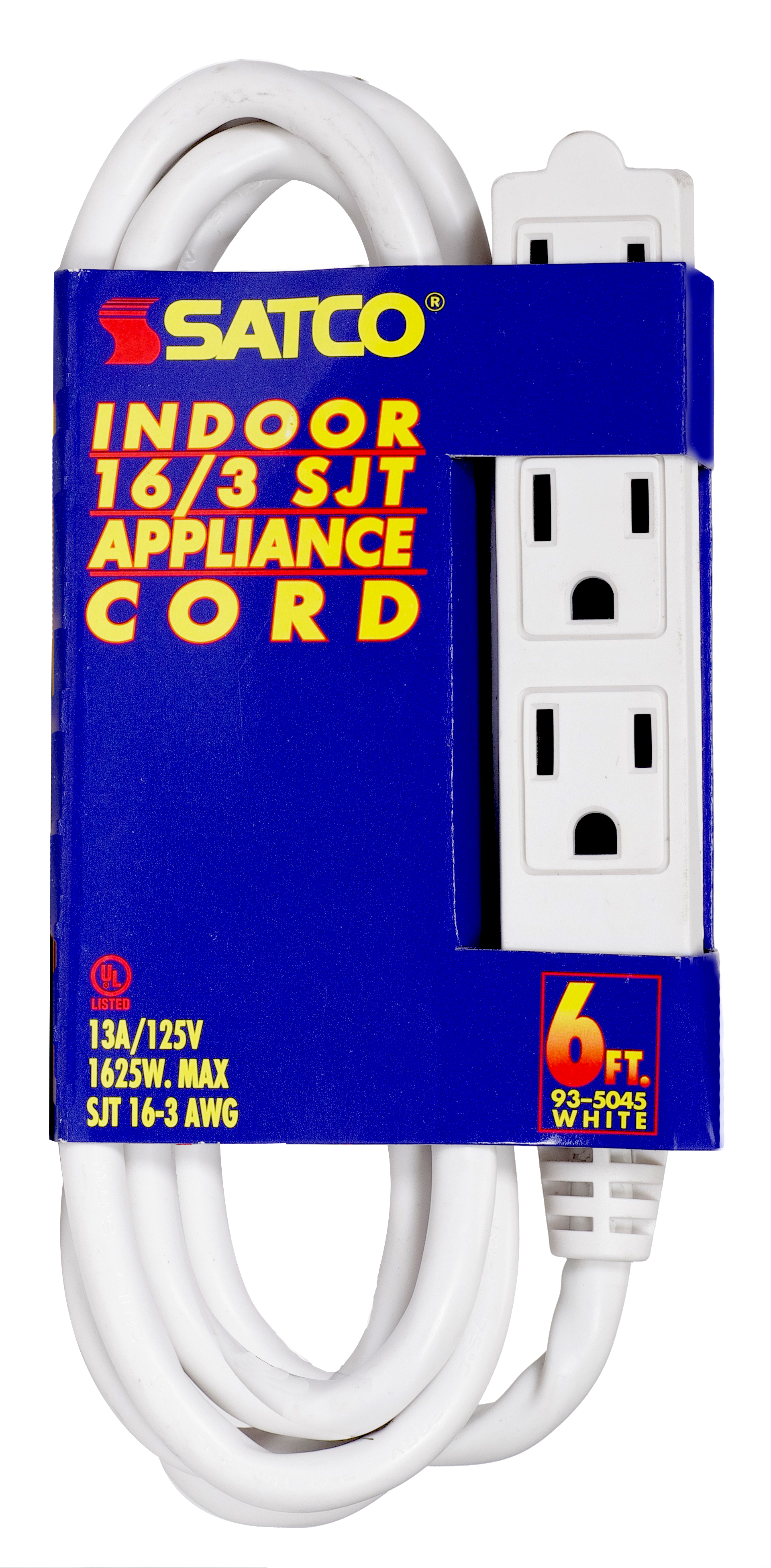6 FT 16/3 SJT WHITE 3 WIRE GRD - 93-5045