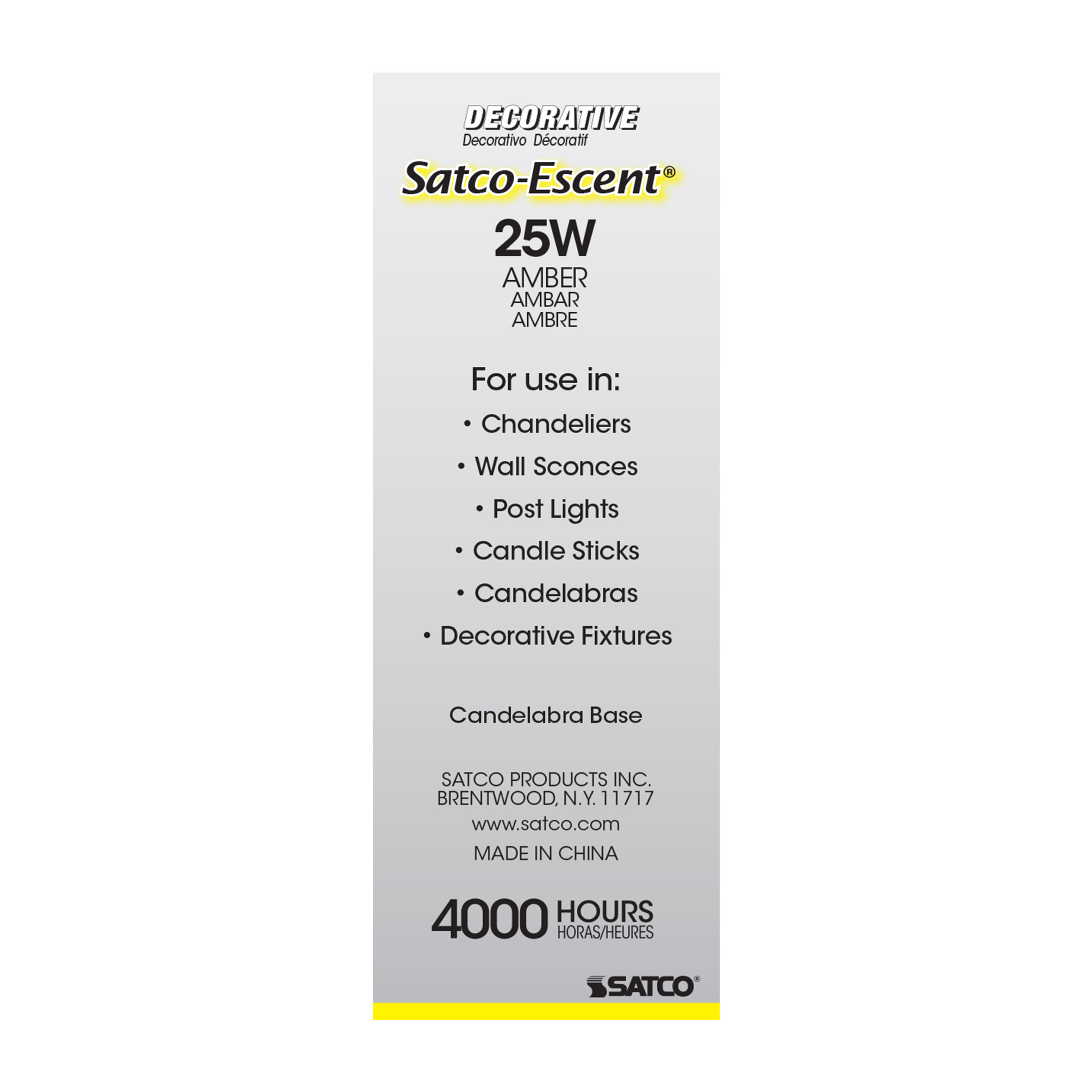 SATCOESCENT 25W C11 CB AMBER - S3406