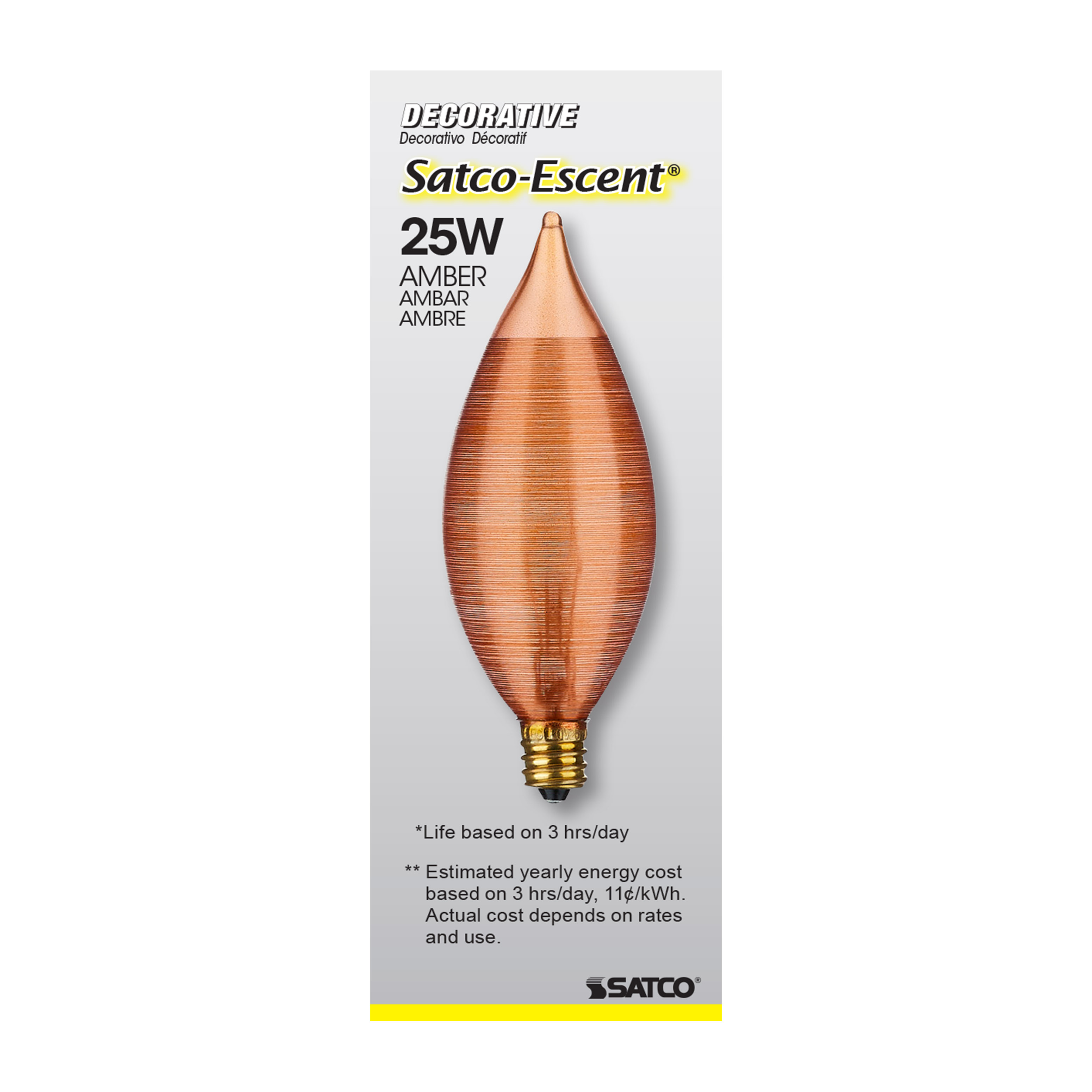 SATCOESCENT 25W C11 CB AMBER - S3406