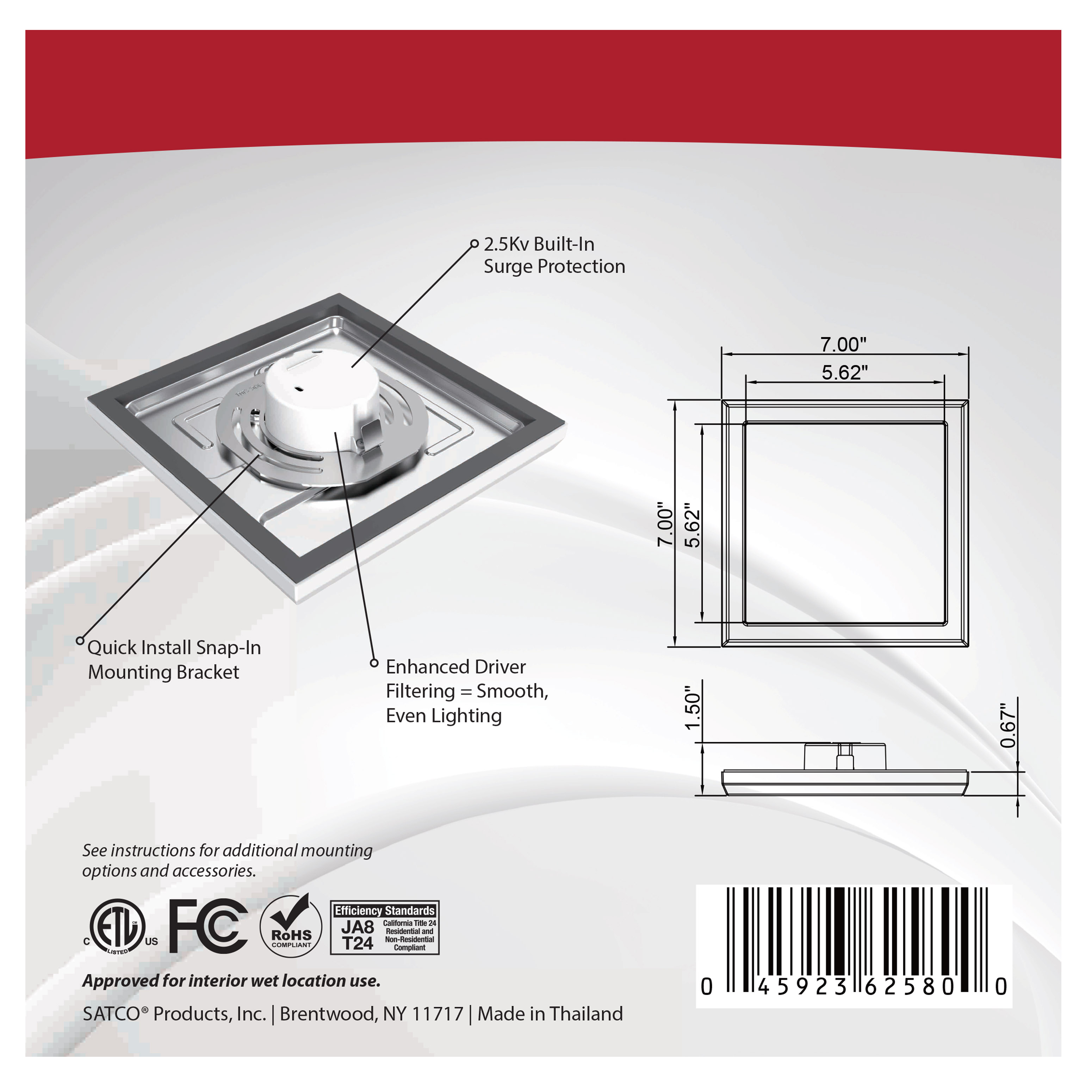 BLINK 11W LED 7" SQ WH 0-10V - 62-1719