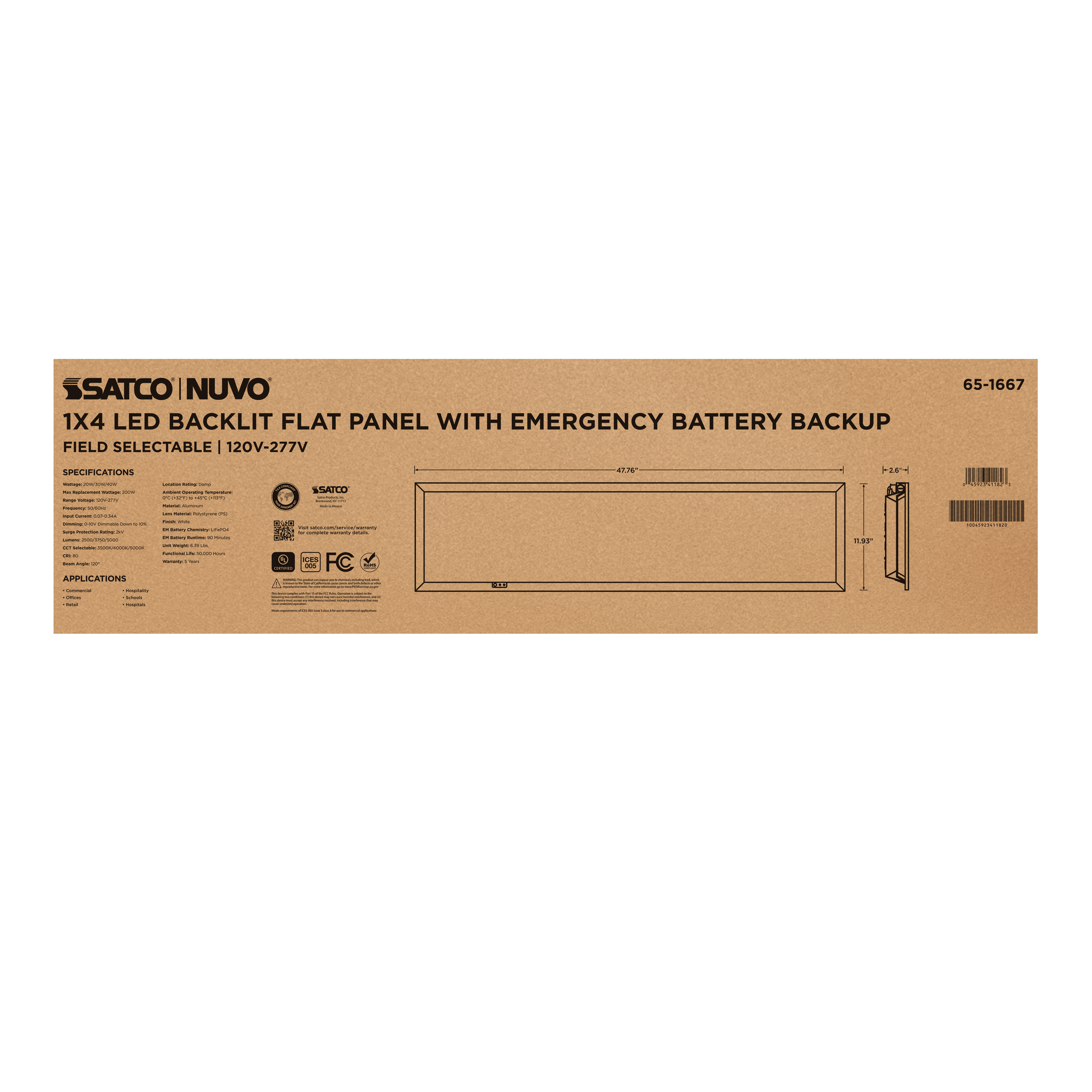 1X4 LED EM BACKLIT FLAT PANEL - 65-1667