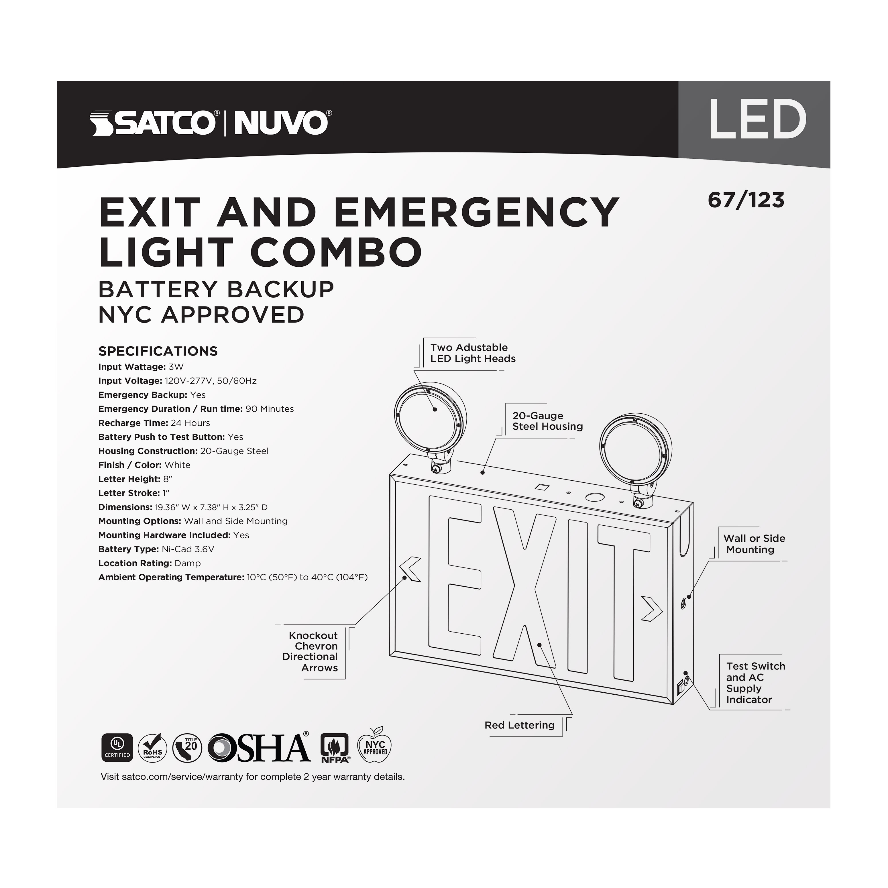 EXIT/LIGHT DH - RED - NYC - 67-123