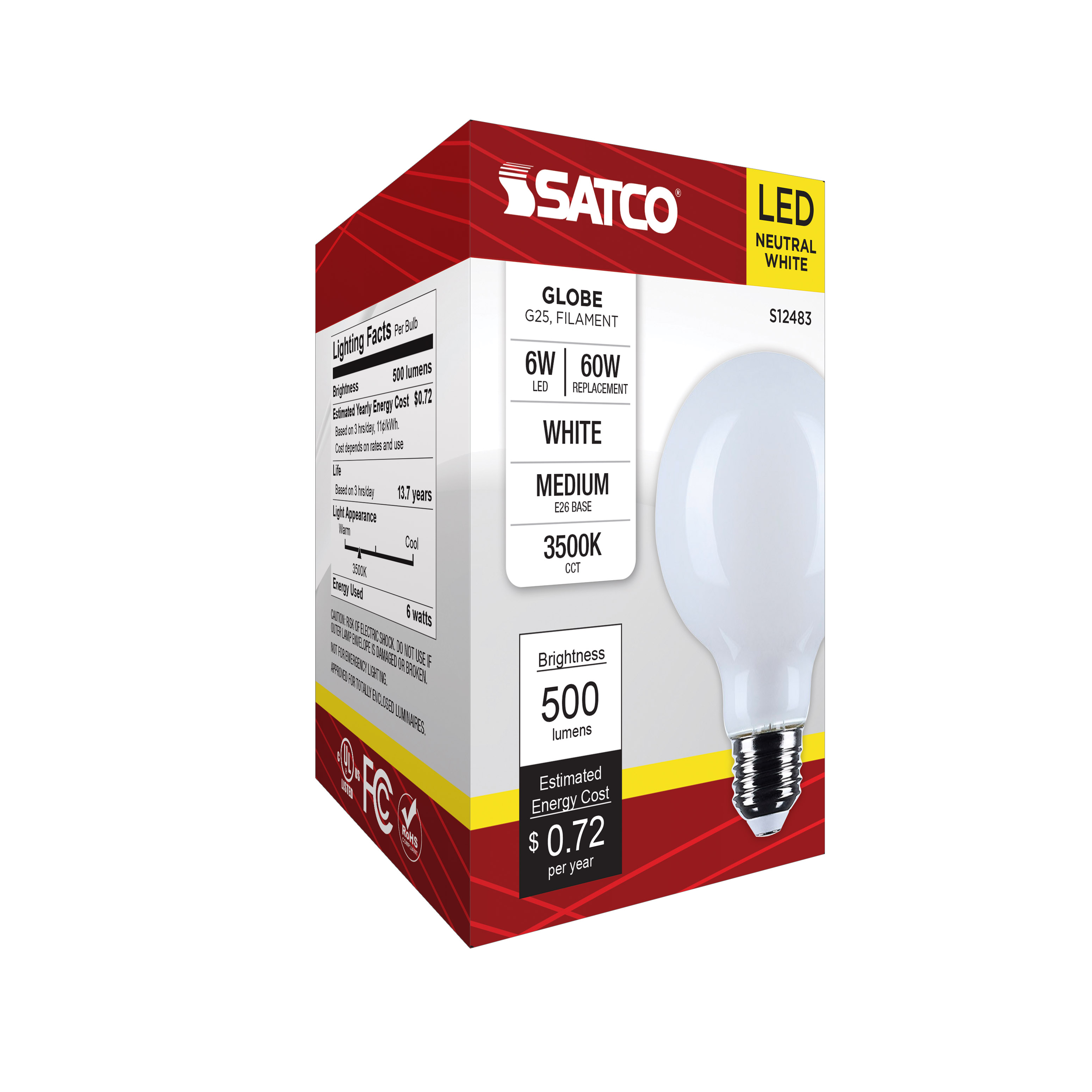 S12483 6G25/LED/WH/935/120V