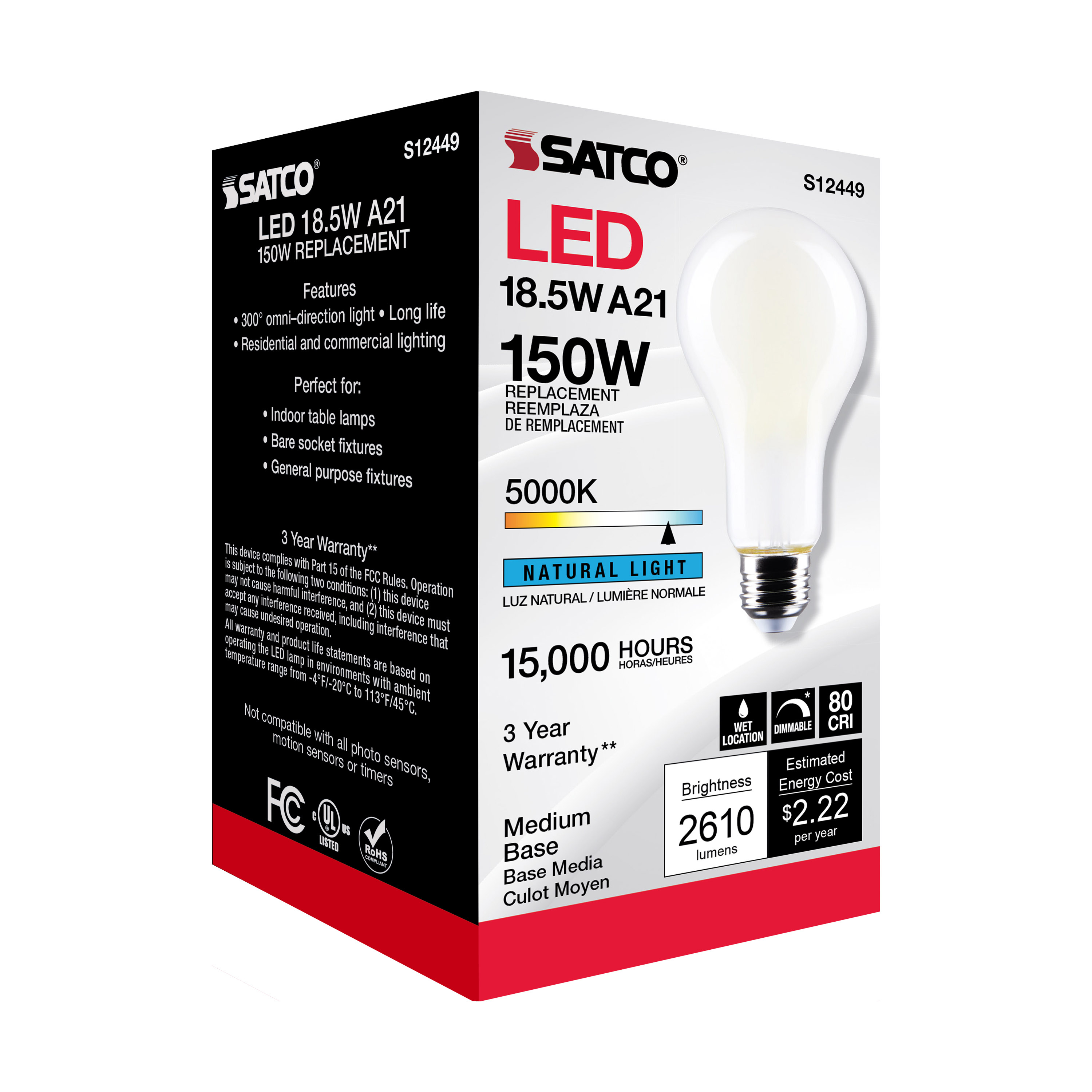 18.5A21/FR/LED/E26/850/120V - S12449