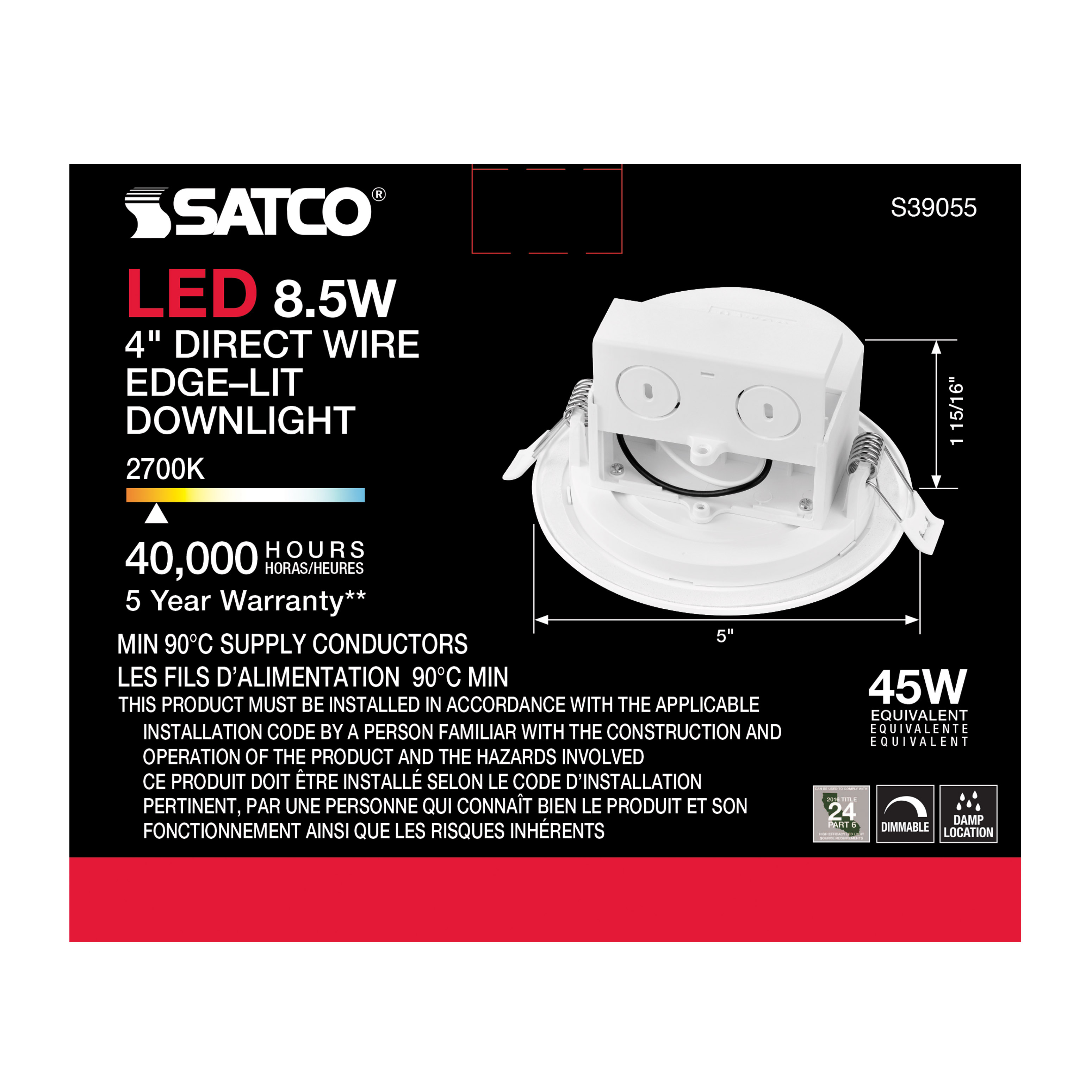 8.5WLED/DW/EL/4/27K/120V - S39055